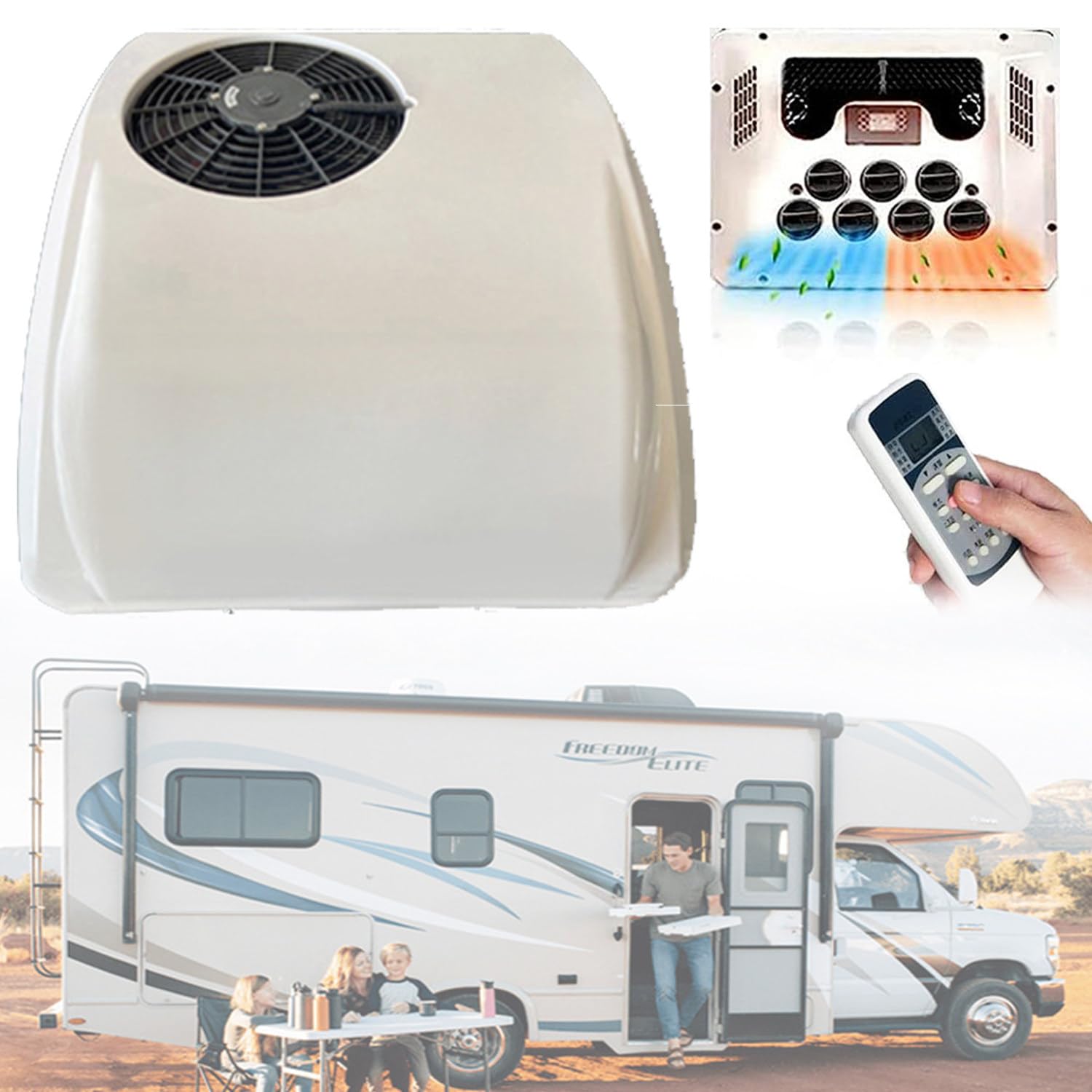 Qiang DC Climatiseur 2 en 1 de Toit RV avec Refroidissement et Chauffage - Système électrique pour Camping-Car, Voiture, Camion, Camper, 12V