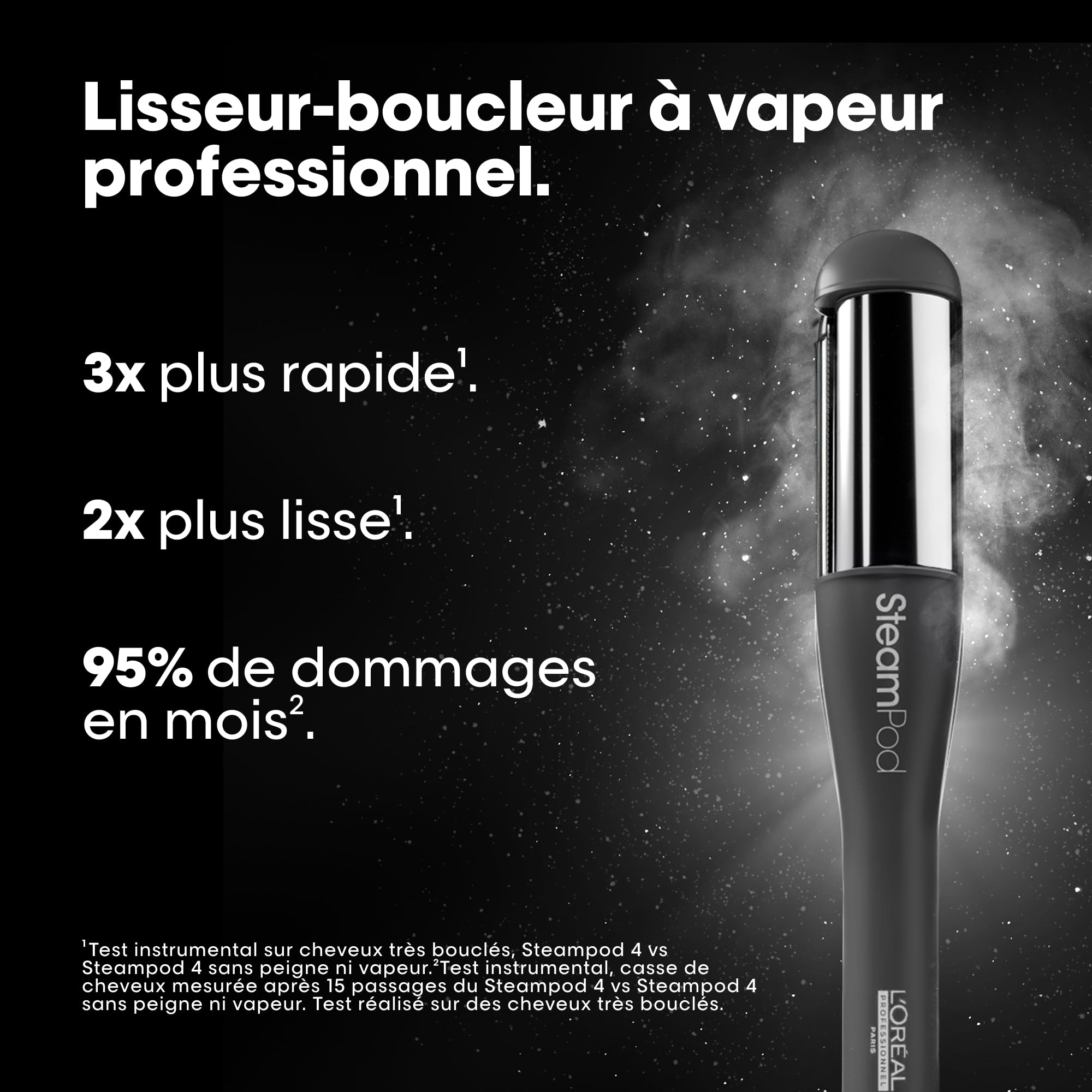 STEAMPOD 4 - Lisseur Boucleur Vapeur - Idée Cadeau - 95% De Dommages En Moins - Coiffage Rapide - 3 Températures - Technologie Vapeur Brevetée - Tous Types De Cheveux - L'Oréal Professionnel