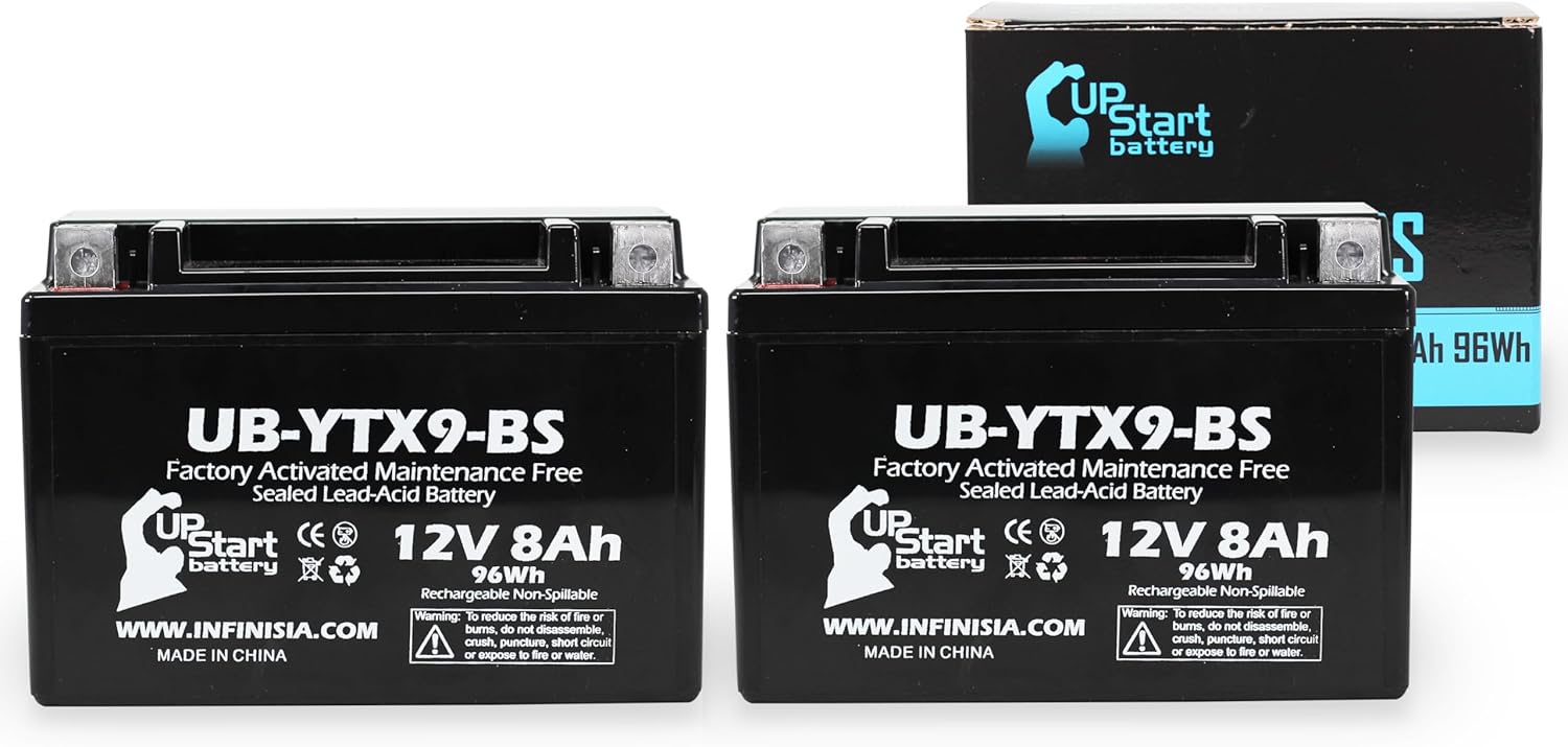 2-Pack Replacement for 2003 Kawasaki ZX600-G, J Ninja ZX-6R 600CC Factory Activated, Maintenance Free, Motorcycle Battery - 12V, 8Ah, UB-YTX9-BS