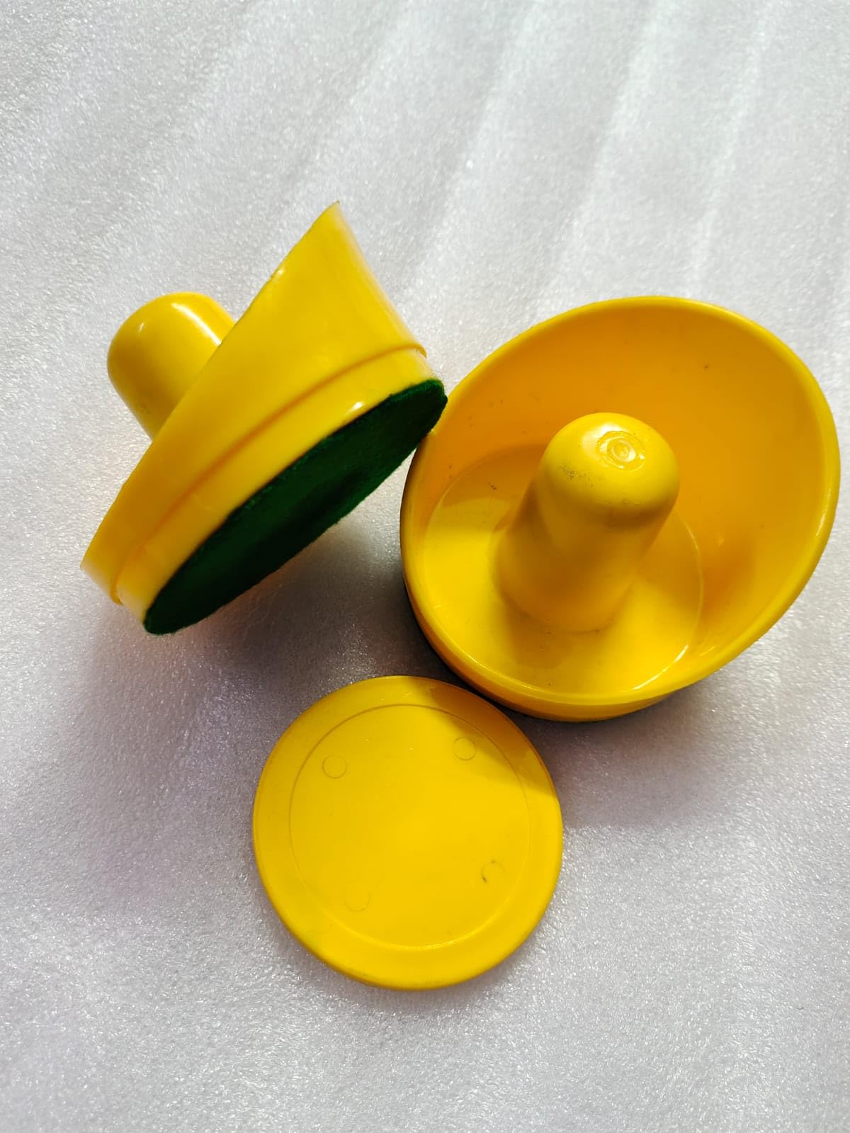 LGB Set of Two Yellow Air Hockey Pushers or Pucks 4