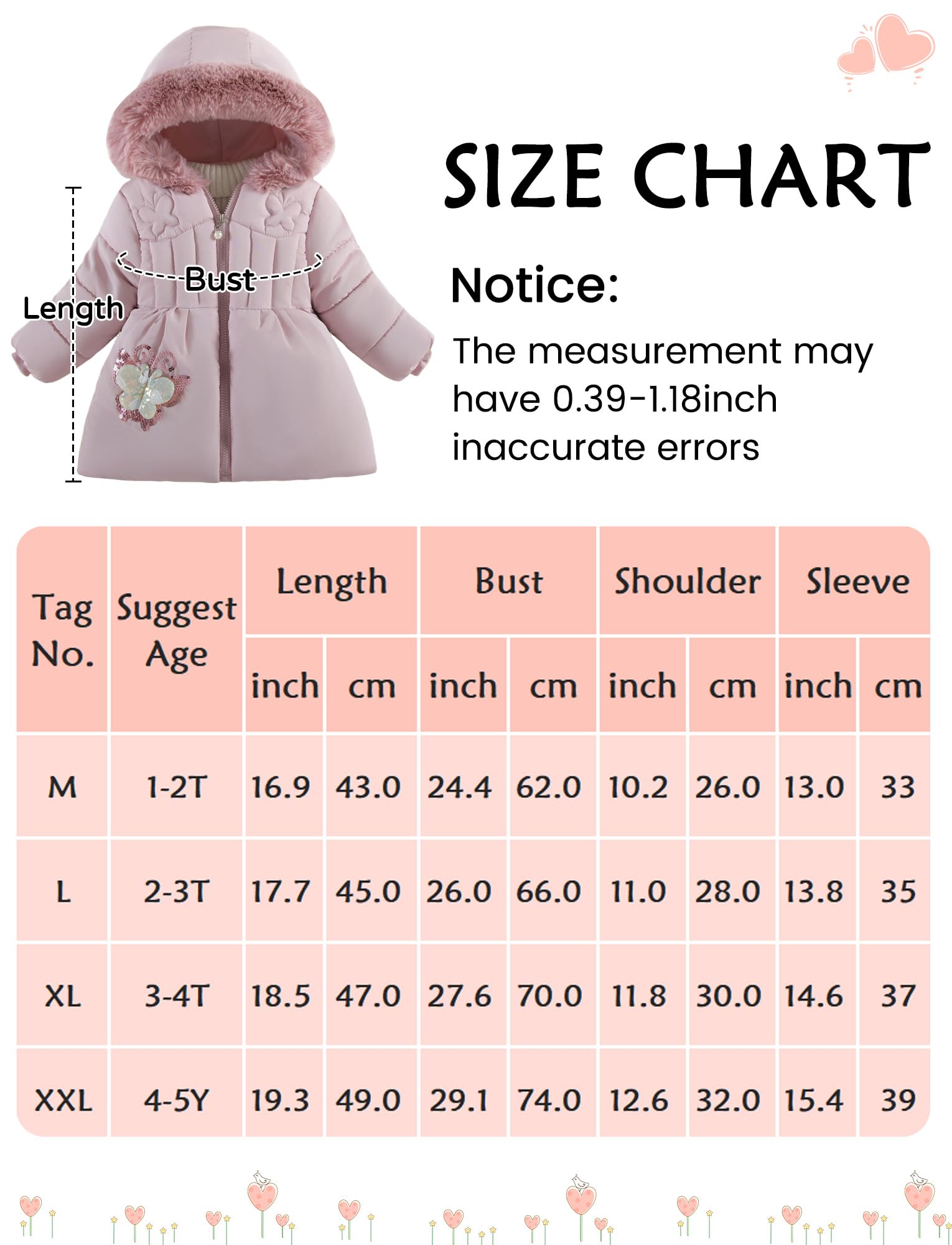 SEAUR Manteaux d'Hiver à Capuche pour Fille Mi-Long Parka Épaisse Veste Matelassée Enfant Doudoune à Nœud Blouson Chaud Zippé avec Poches 1-5 Ans