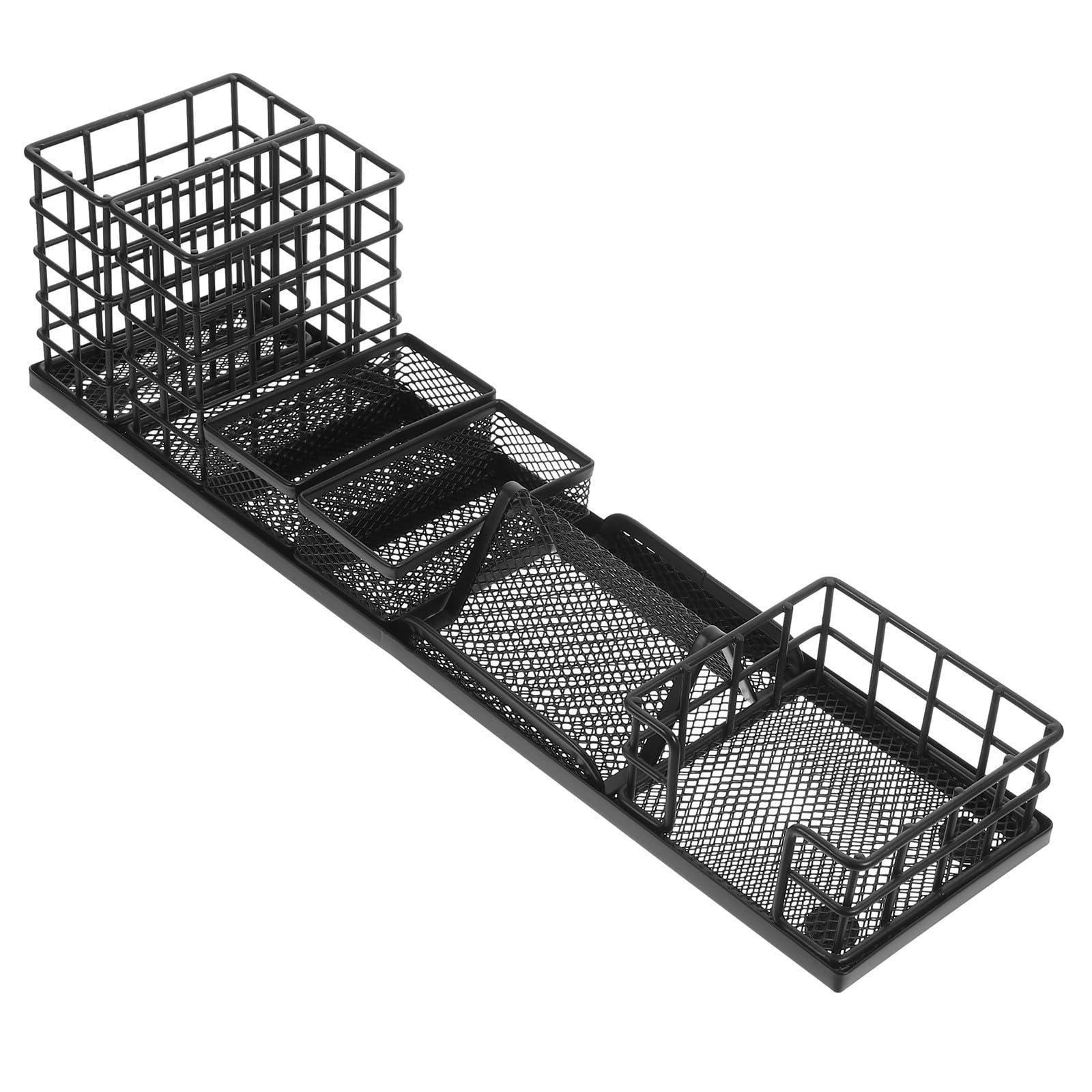 Organizador de Escritorio de Oficina de Hierro Negro, 7 Piezas | Estilo Simple y Moderno, Almacenamiento Ligero para Hogar y Despacho, Clasifica Útiles y Reglas