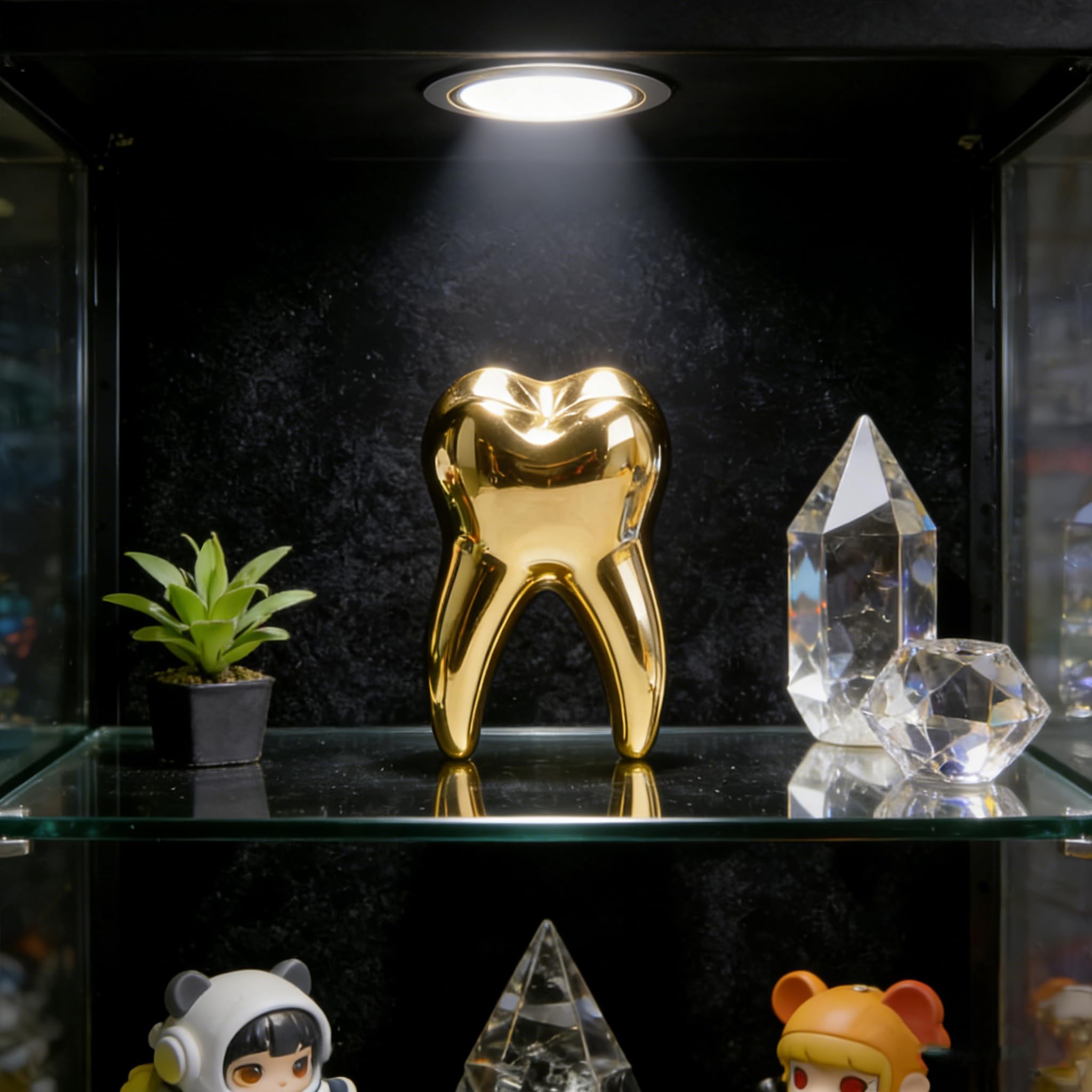 Dental Dekorationen für Büro Zahn Modell Geschenk für Display Dekoration Klinik Desktops Dental Student Geschenk, Golden