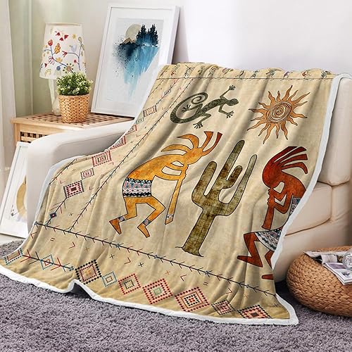 Miniatura 4 de JAWO Native American Blanket Western Decor Boho Throw Blanket for Sofa, Mexican Decorative Farmhouse Blanket, Southwest Decor Woven Blanket, Aztec