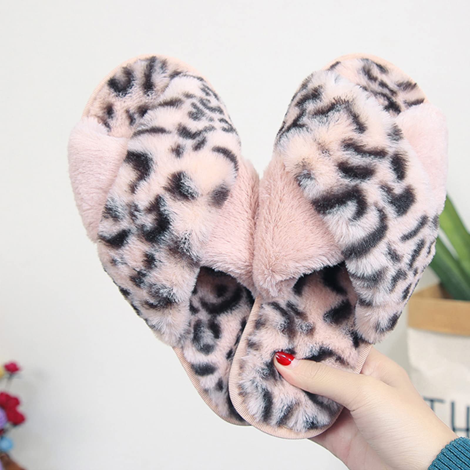Fadezar Pantofole Peluche Donna Ciabatte da Casa Comode Invernali Moda Scarpe Sandali Slippers