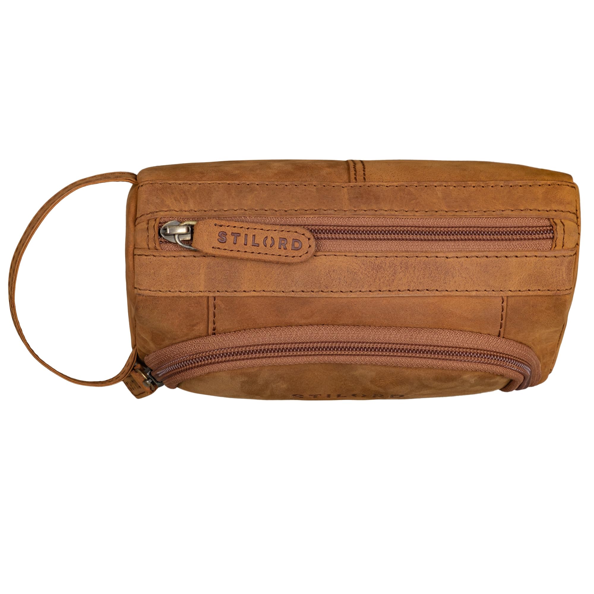 STILORD 'Tony' Vintage Estuche Escolar Grande Cartuchera Estuche Grande Vintage Maletín Maquillaje Caja de Gran Capacidad para Material Escolar Oficina, Color:Tan marrón - Oscuro