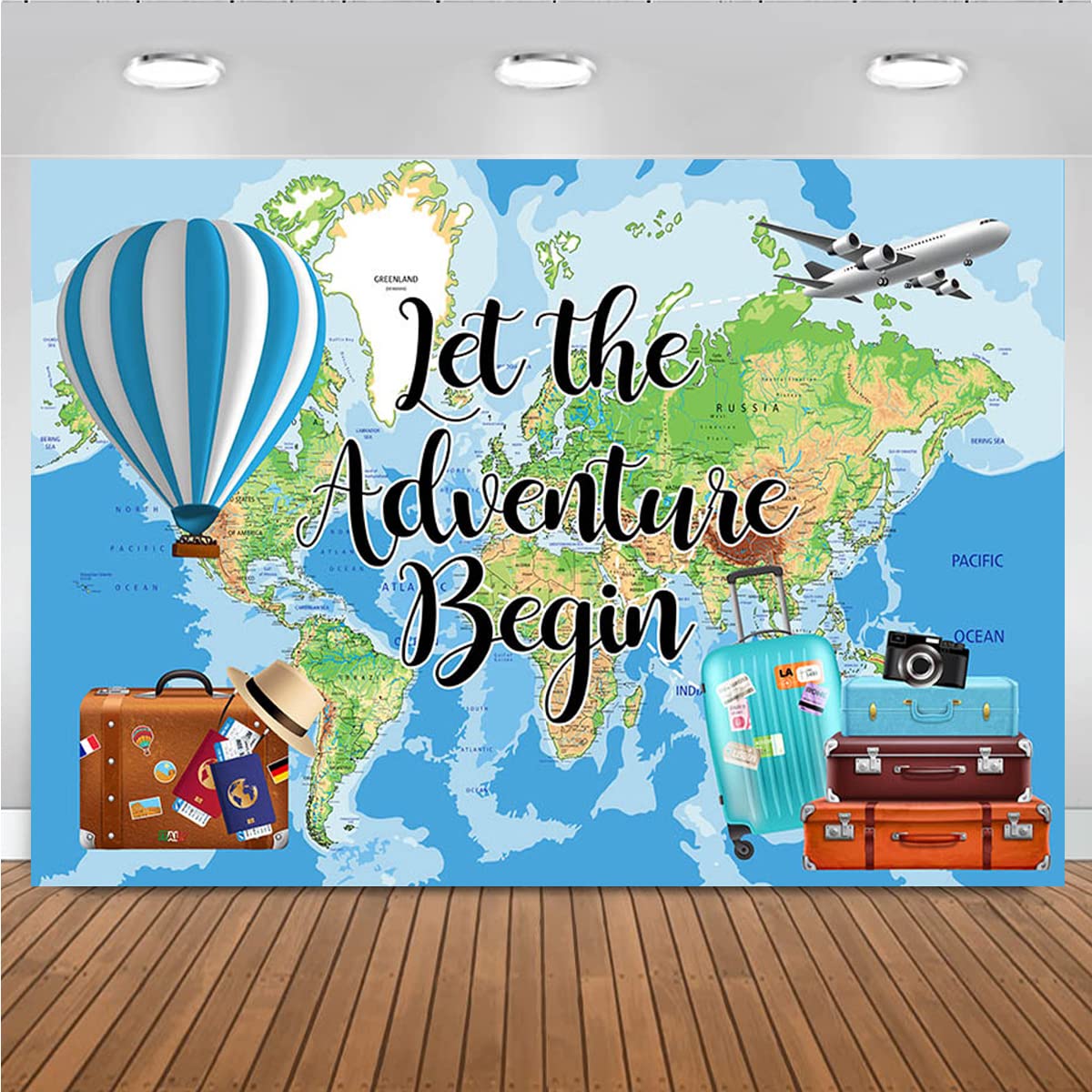 Kreatwow Let The Adventure Begin Banner – Travel Themed Party Decor World Map Bon Voyage - View #7