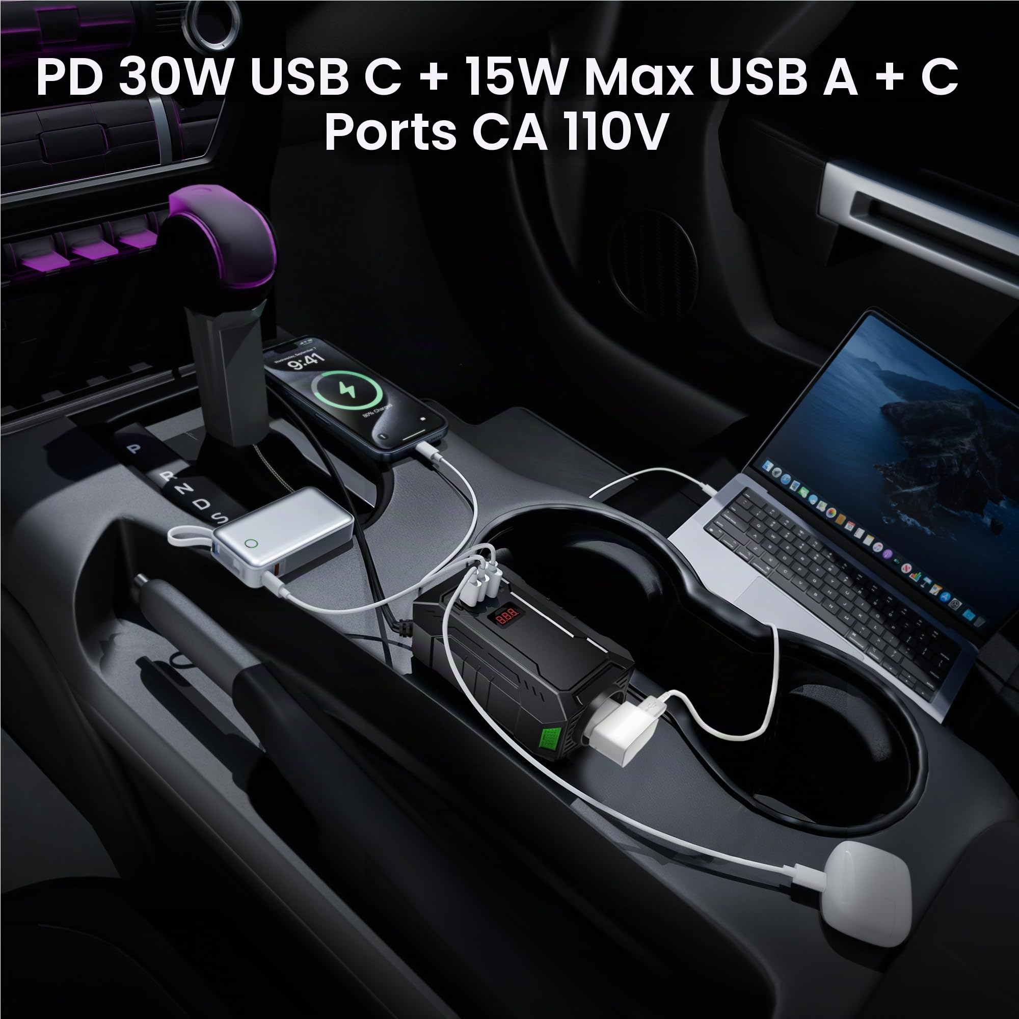 BESTEK Convertisseur 12v 220v 400w Convertisseur Sinusoïdale pour Voiture Vacance Onduleur Pure 12v avec Port Charge Rapide Prise Européenn Transformateur de Tension