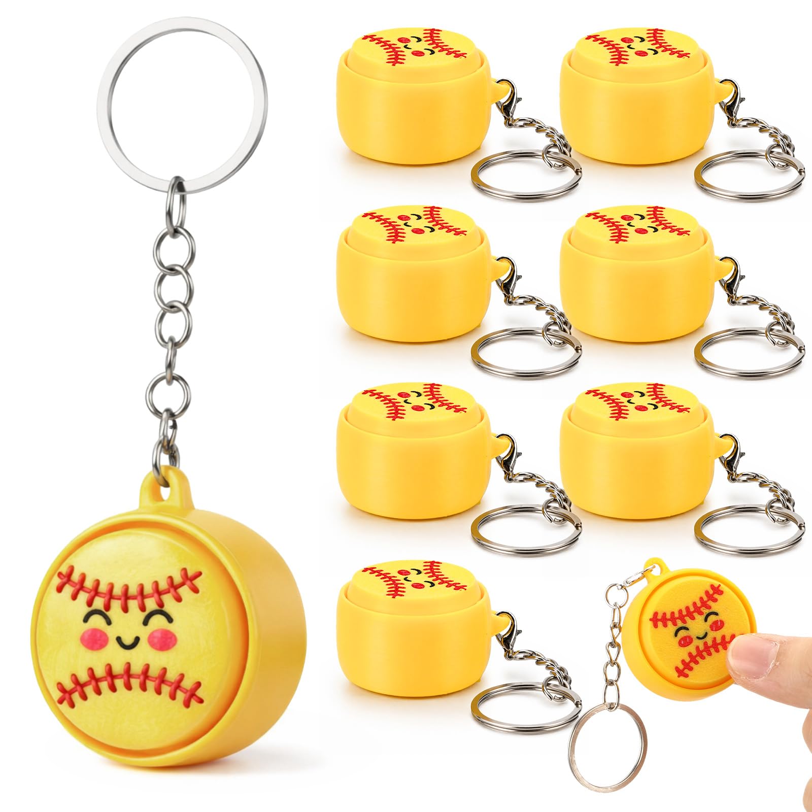 Kenning 12 Pcs Softball Fidget Clicker Keychain Bulk Softball Team Gifts