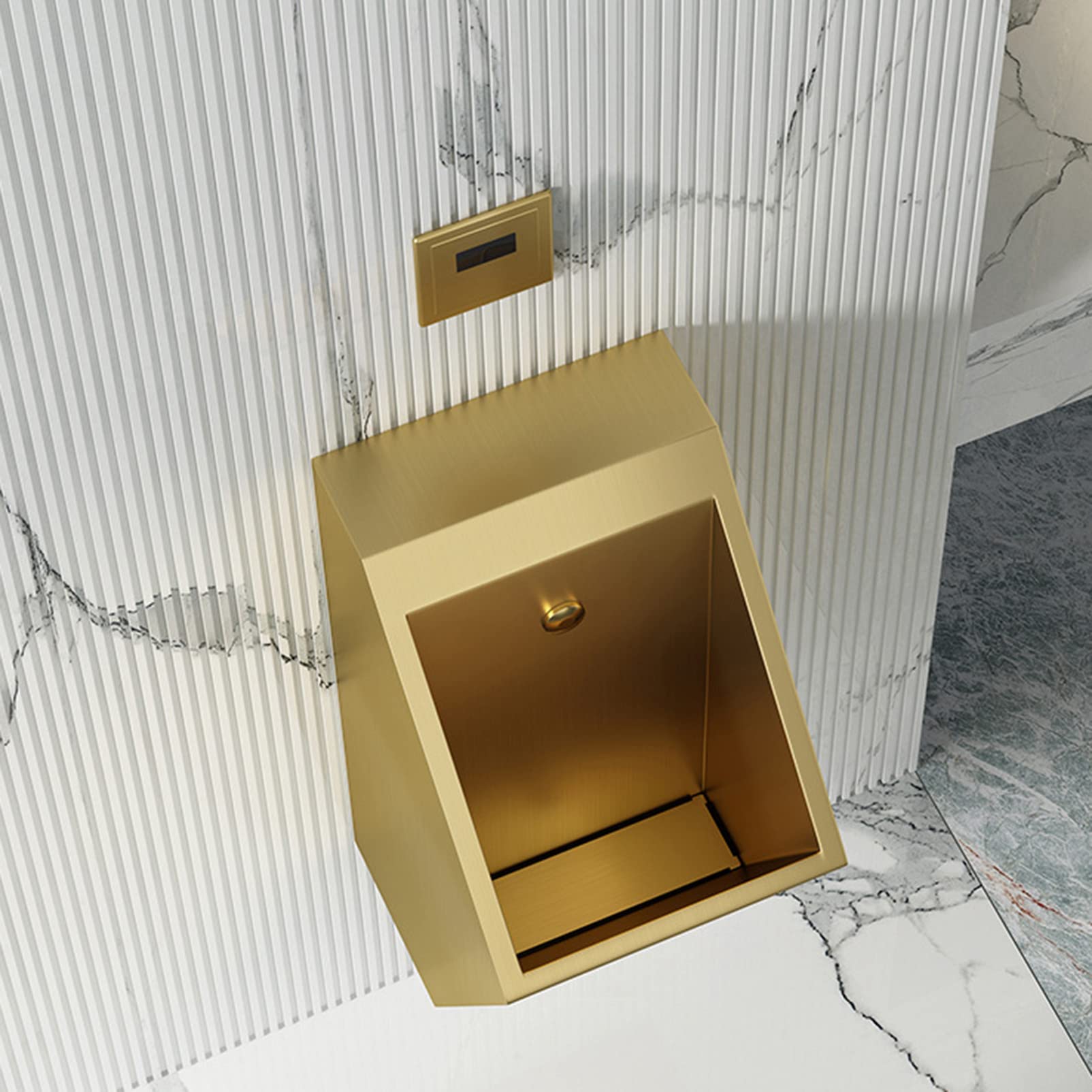 OTQEFTN Men's Sensor Urinal, Wall-Mounted Small Urinal Standing Toilet, Intelligent Sensor Efficient Flushing Valve