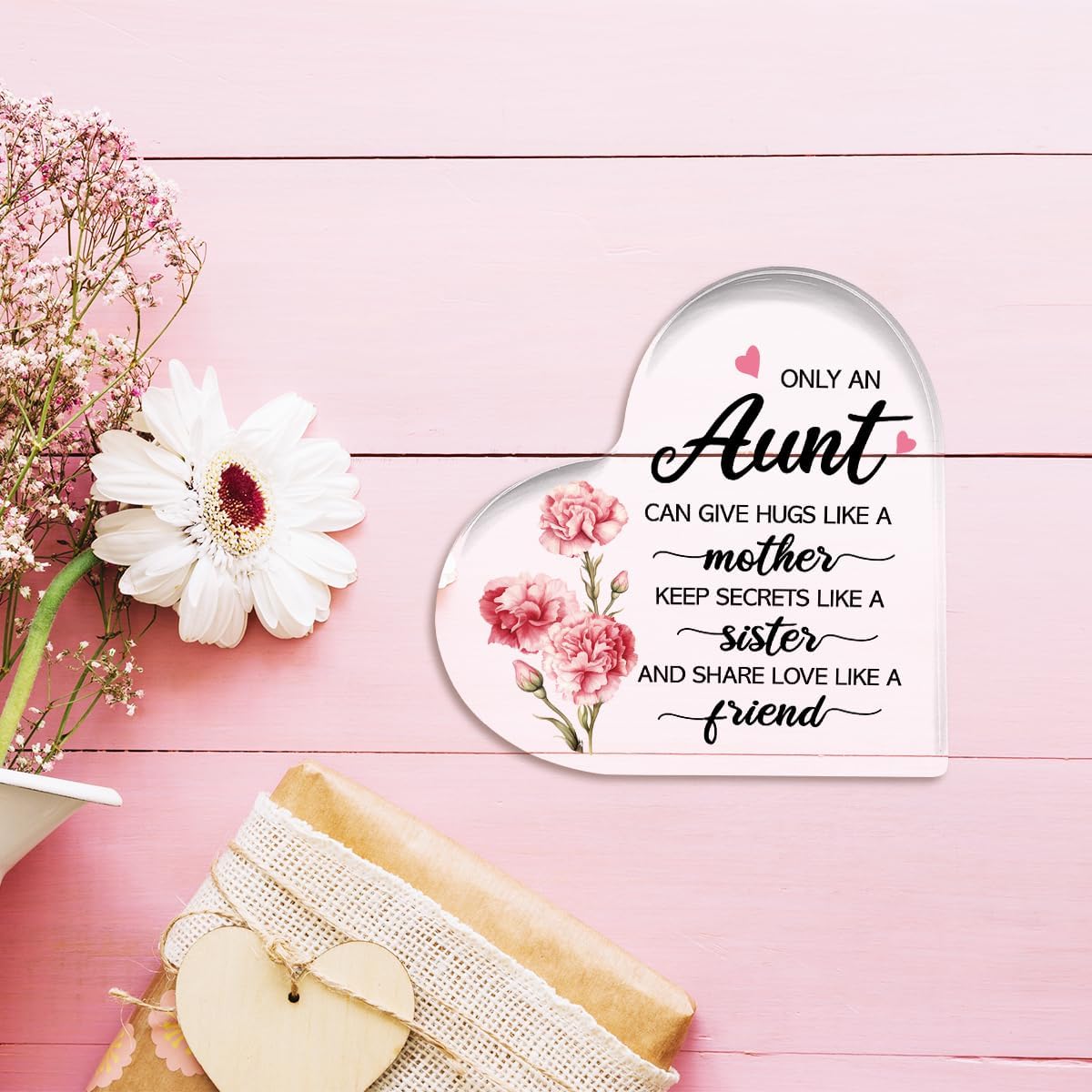 Aunt Gifts from Niece,Thank You Gifts for Aunts Mother's Day Birthday Christmas,Unique Auntie Gift Ideas,Only An Aunt Acrylic Heart Plaque - Image 6