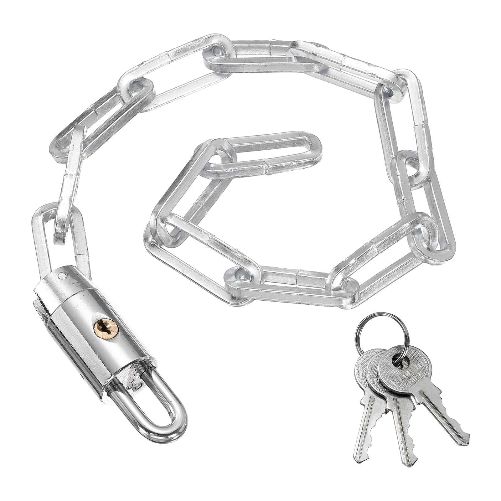 PATIKIL Bike Chain Lock, (85 cm, Silver) (1 Pcs), Manganese Steel Anti-Theft Bicycle Chain Round Lock with Keys, Suit for - Bike/Motorcycle/Scooter/Truck