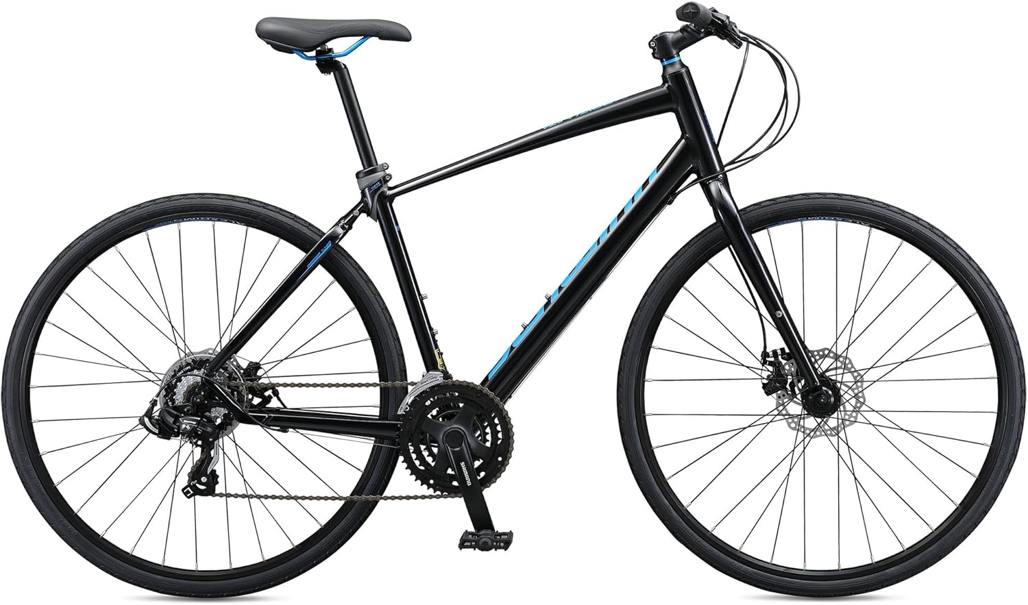 Schwinn Vantage Men and Women Adult Sport Hybrid Bike, 21 or 24 Speed Drivetrain, Aluminum Frame, Flat Bar, Disc Brakes, Smooth Ride Technology