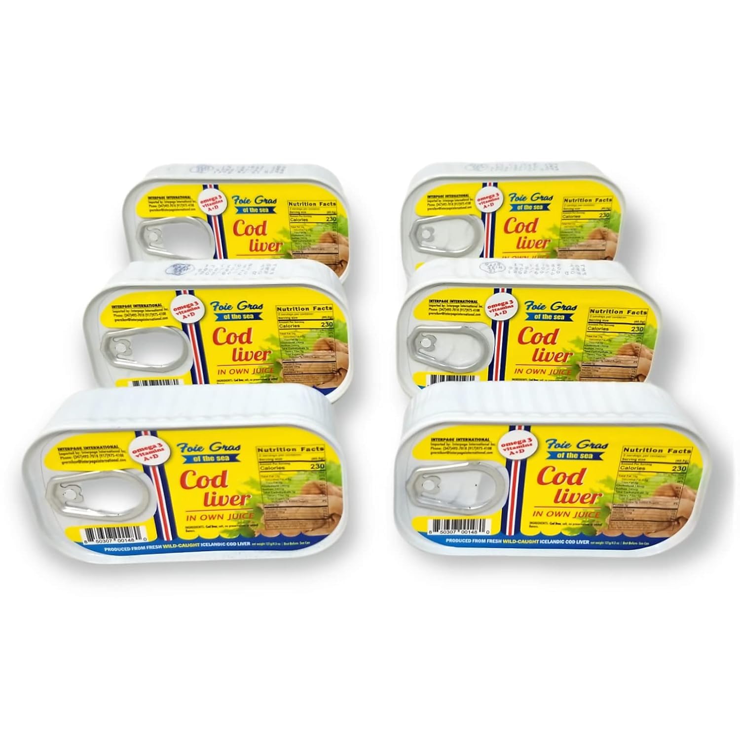 Interpage International Cod Liver In Own Oil 4.3 oz. (Pack of 5)
