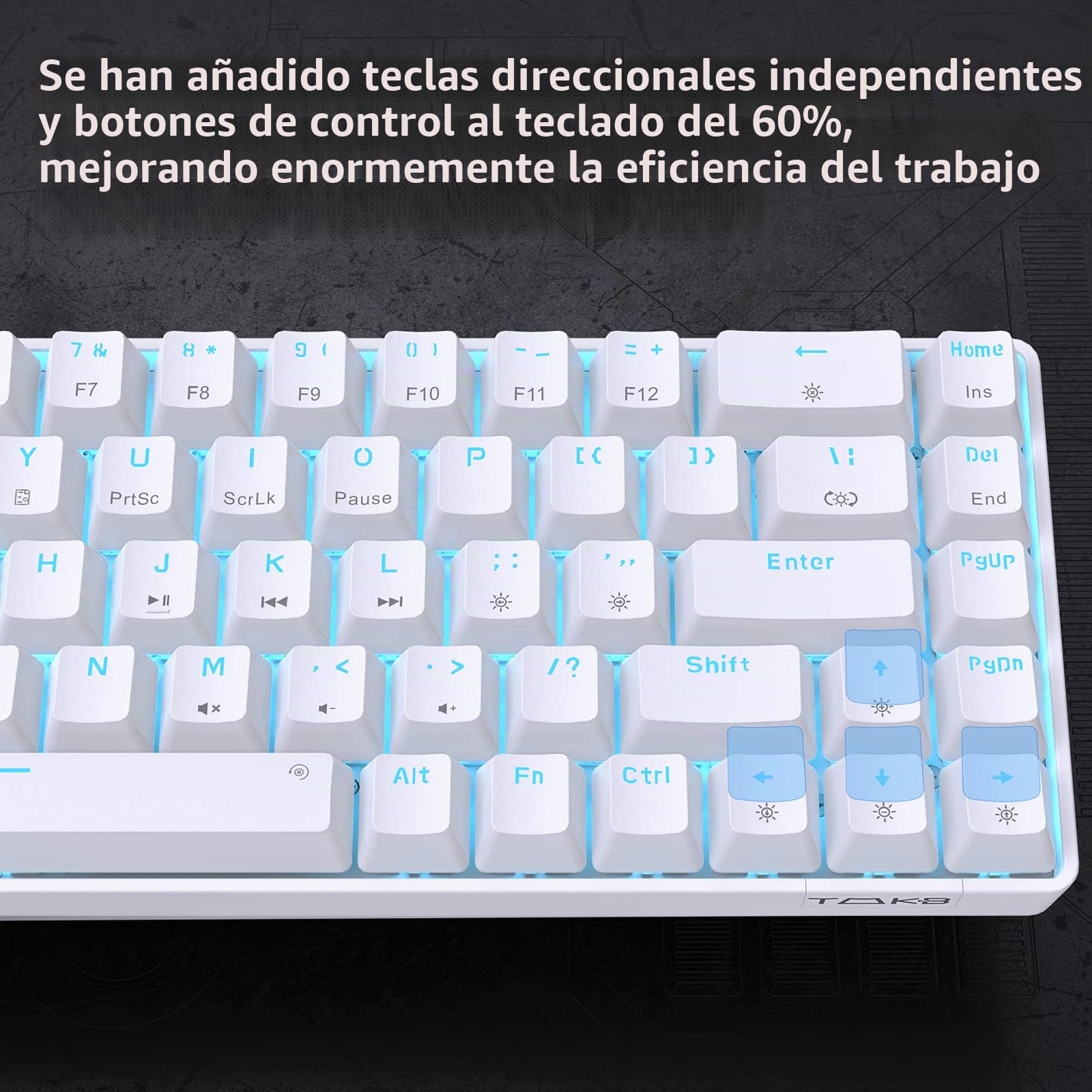 Dierya T68SE Teclado Mecánico Gaming Mini 60% Blue Switch Mechanical Keyboard con Retroiluminación LED,Cable USB-Type C,Teclado Ultra-Compacto 68 Teclas Anti-Fantasma US Layout para PC/Windows