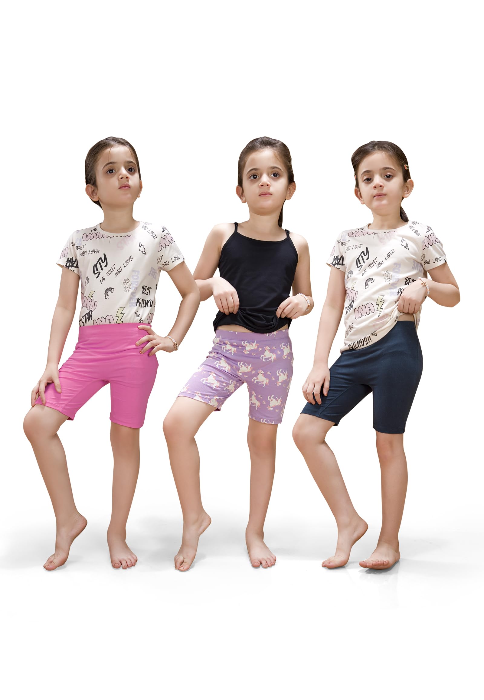 Girls Unicorn Cycling Shorts - Soft, Anti-Microbial & & Smart Waistband Technology - Cotton Lycra Girls' Inner Shorts for Kids (Pack pf 3)-image-46