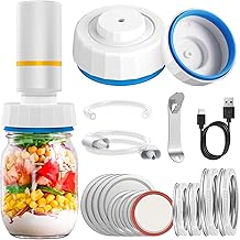 Mason Jar Vacuum Sealer, Electric Mason Jar Vacuum Sealer Kit Vacuum Sealer for Jars, Portable Food Vacuum Sealer Machine for Wide Mouth and Regular Mouth,Vacuum Pump with Jar Attachment for Food Storage