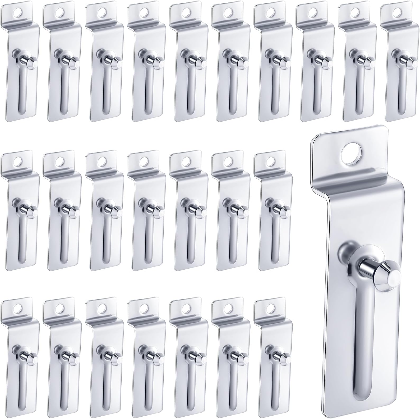 JaGely 30 Pcs Slatwall Hooks Metal Slatwall Hanging Hooks Commercial Slatwall Utility Notch