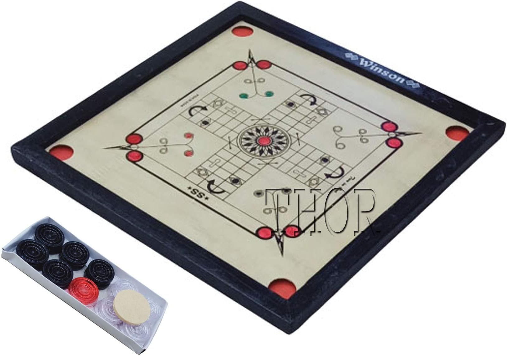 Carrom Board Game Coins Striker Rosewood Board in Great Value Carom Board Set Size 26" Rustic Vintage Home Decor Gifts