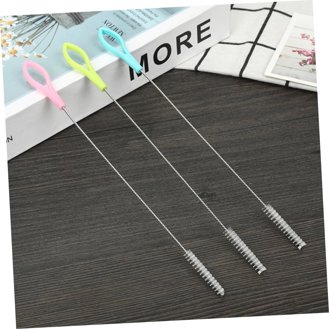 GLEAVI 3er-Sets Ergonomische Strohbürste Flaschen-strohhalm-reinigungsbürste Für Edelstahl-silikon-Glas-strohhalme Weiche Nylonborsten 50 Stück * 3