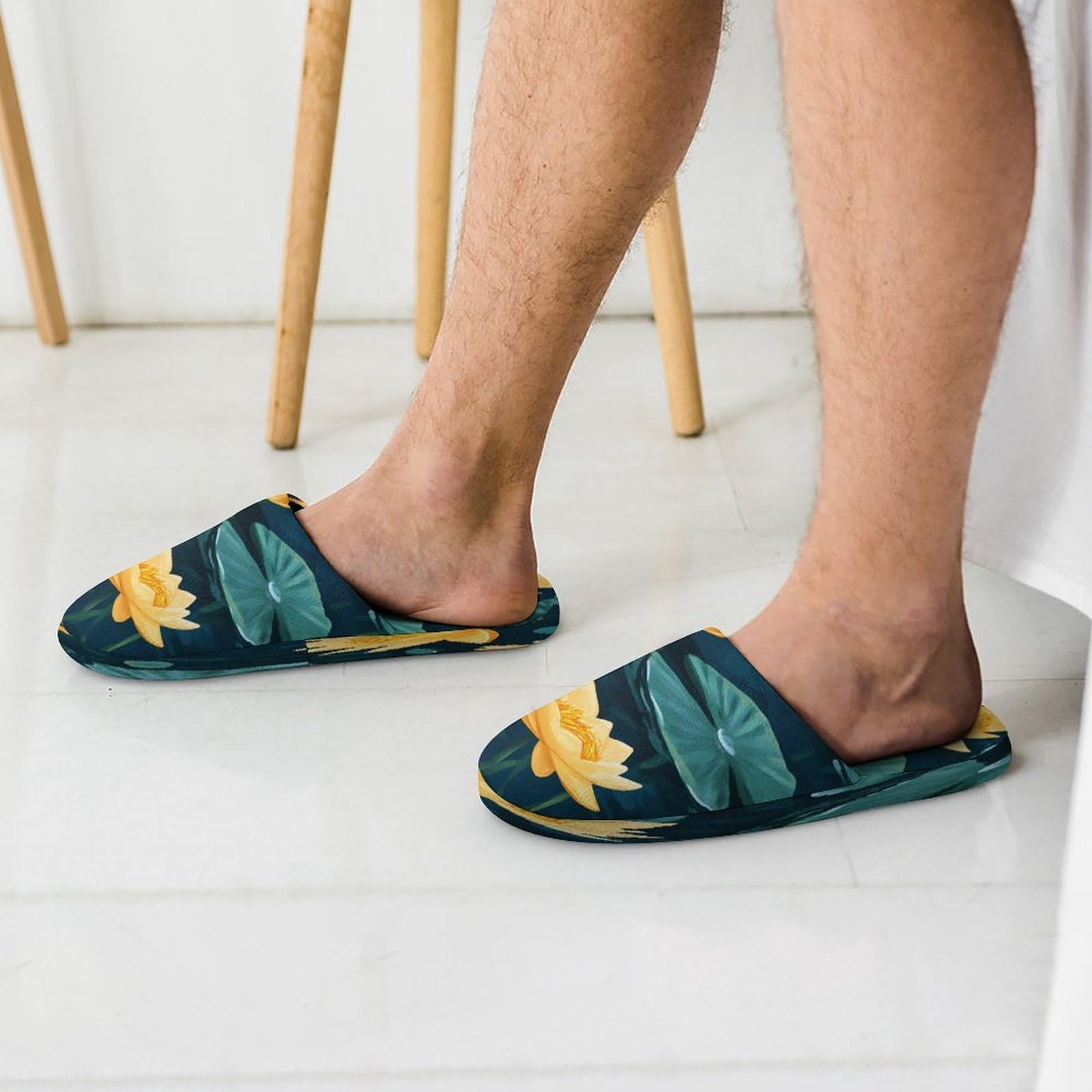 Pantofole da uomo estive con rane con fiori in memory foam scarpe da casa leggere pantofole lavabili