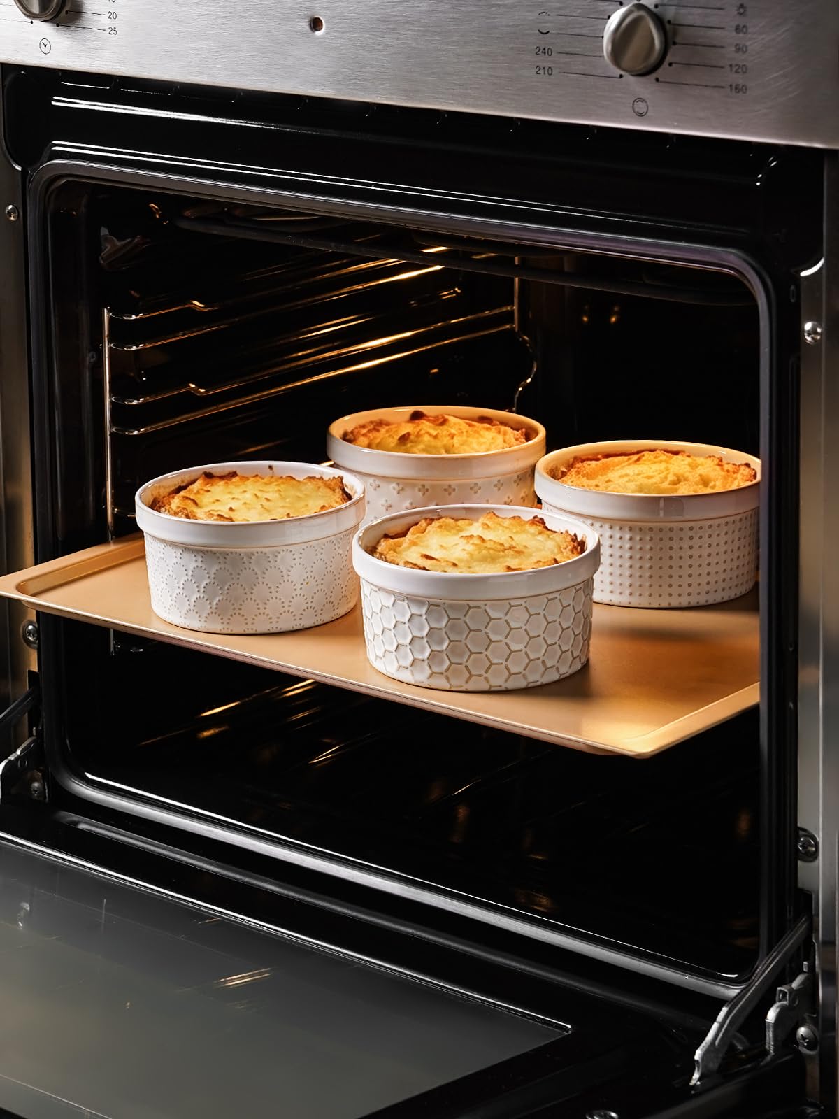 LE TAUCI Ramekins - Ramiken per creme brûlée, soufflé, salsa per immersione, in ceramica, 12,2 cm, confezione da 4, colore: bianco artico