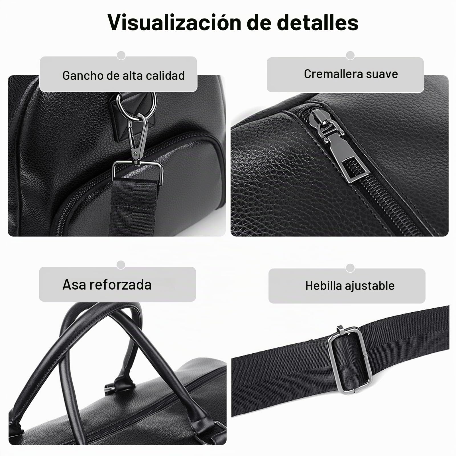 FANDARE Bolsa de Viaje para Mujer Hombre Bolsa de Deporte Bolsa de Mano Equipaje Bolsas de Deporte Negocio Bolsa de Gimnasio con Zapato Compartimento Impermeable PU Cuero Bolso de Viaje Cabina