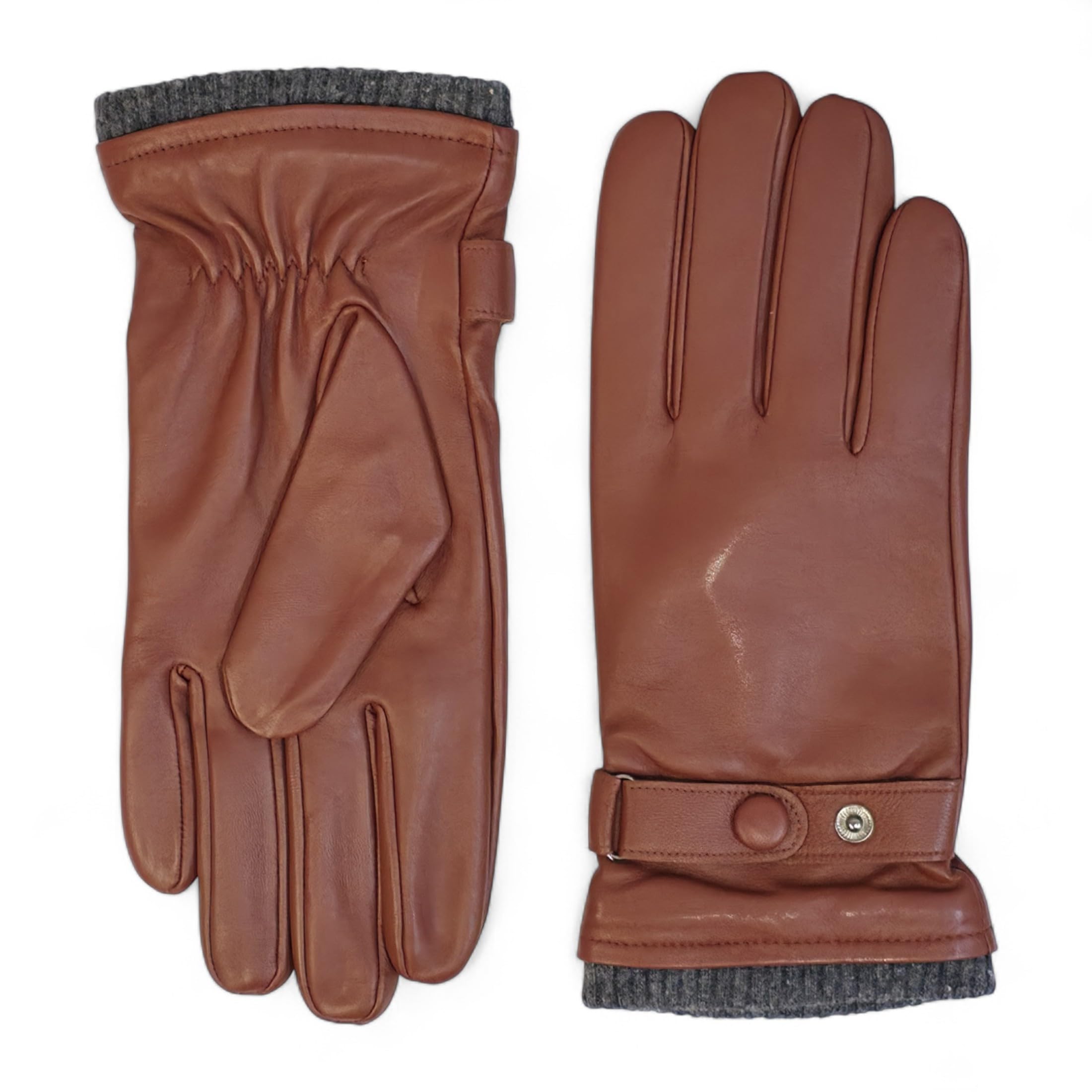 Infinity Leather Men's Chestnut ’S Italian Leather Driving Gloves – Soft Premium Leather, Warm Wool Lining, Touchscreen Compatible, Water-Resistant – Winter Motorcycle & Casual Gloves