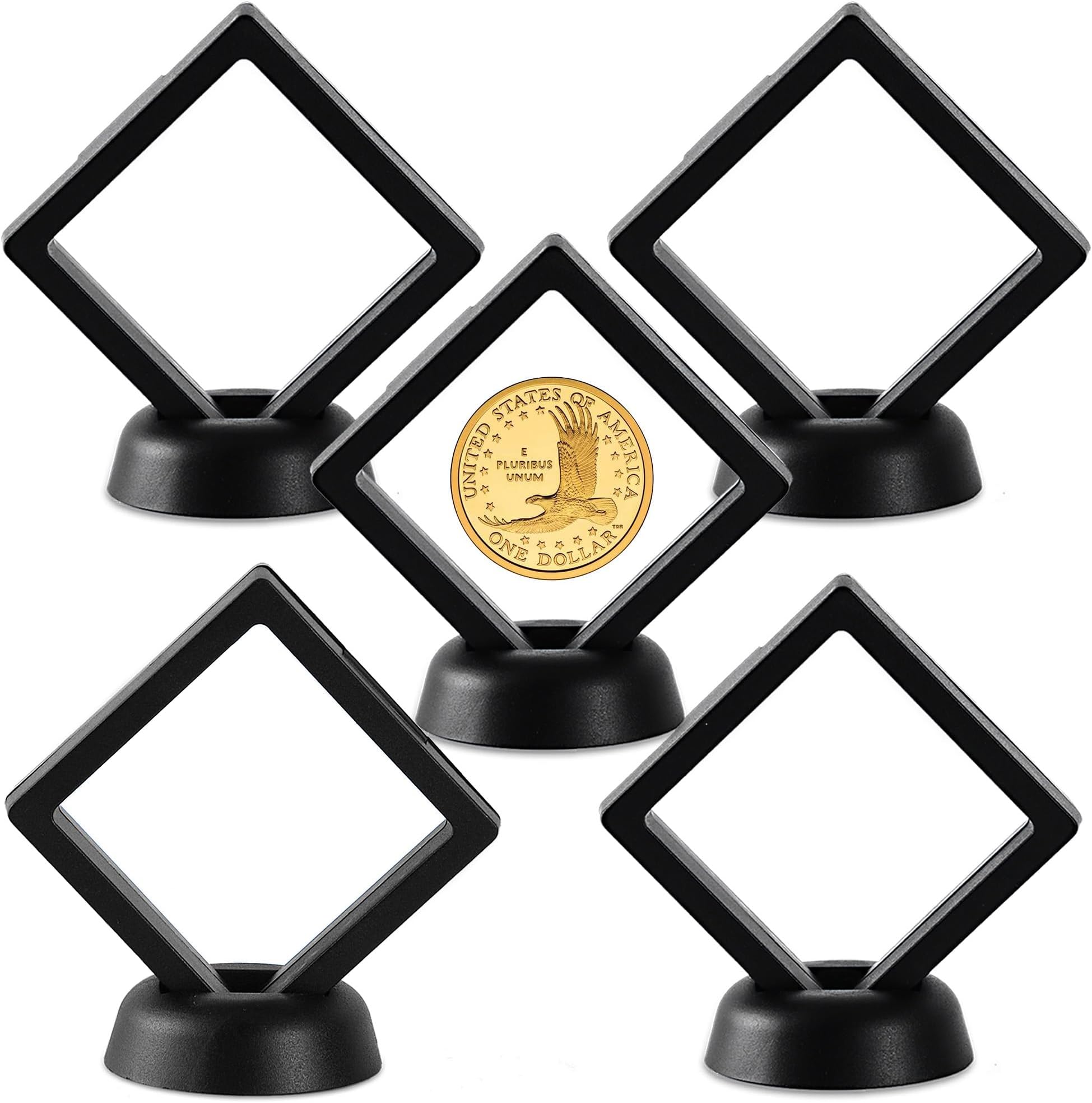 Coin Floating Stand - 5 Pcs Coin Display Box Display Frame Kit for Coins Jewelry Medallions Stones 5PCS 2.75"x2.75"x0.75" Uncle Paul CS307