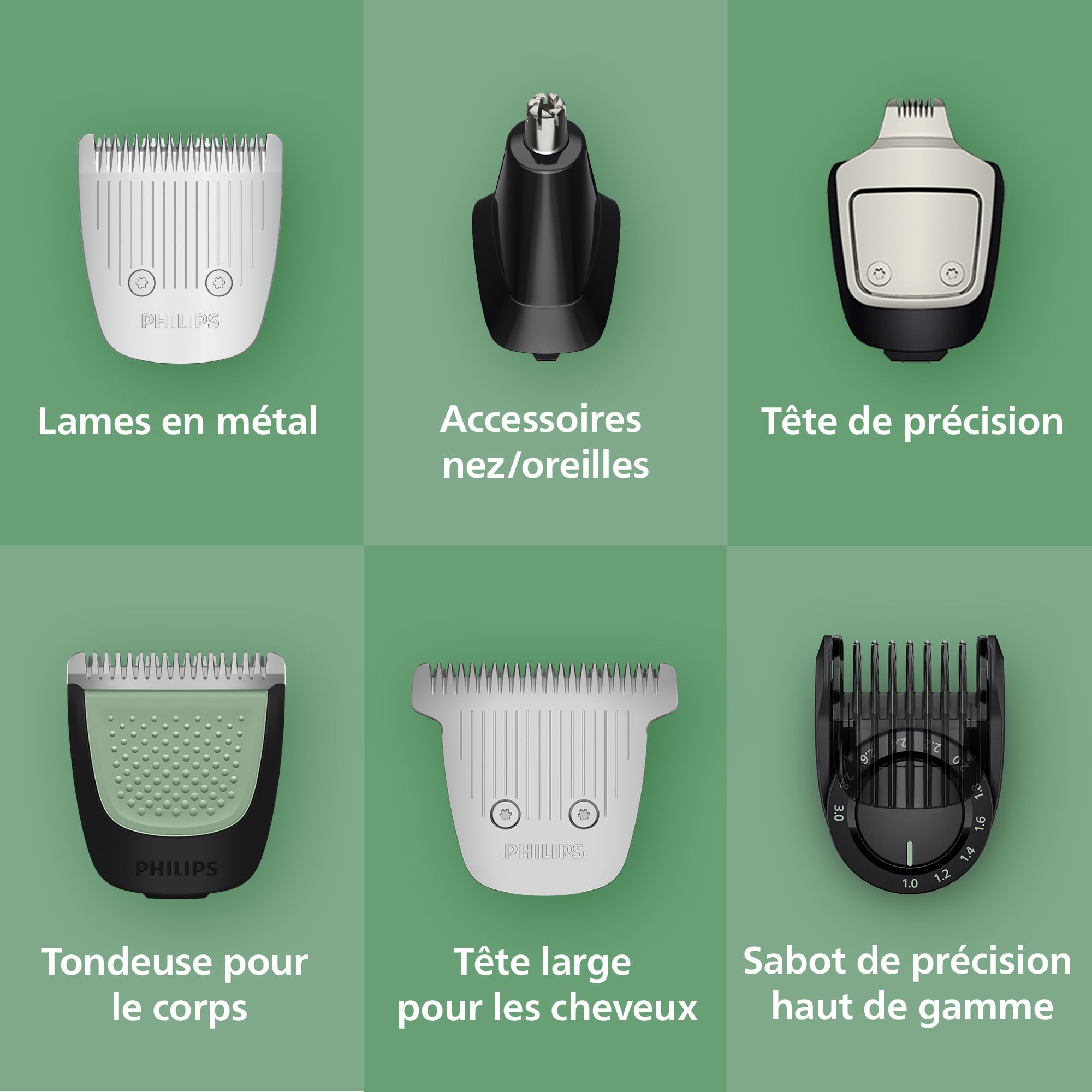 Philips Multigroom série 7000 Tondeuse tout-en-un 19 accessoires – tondeuse pour barbe, cheveux et corps, lames en métal auto-affûtées, 26 hauteurs de coupe (0,5-20 mm), modèle MG7962/30