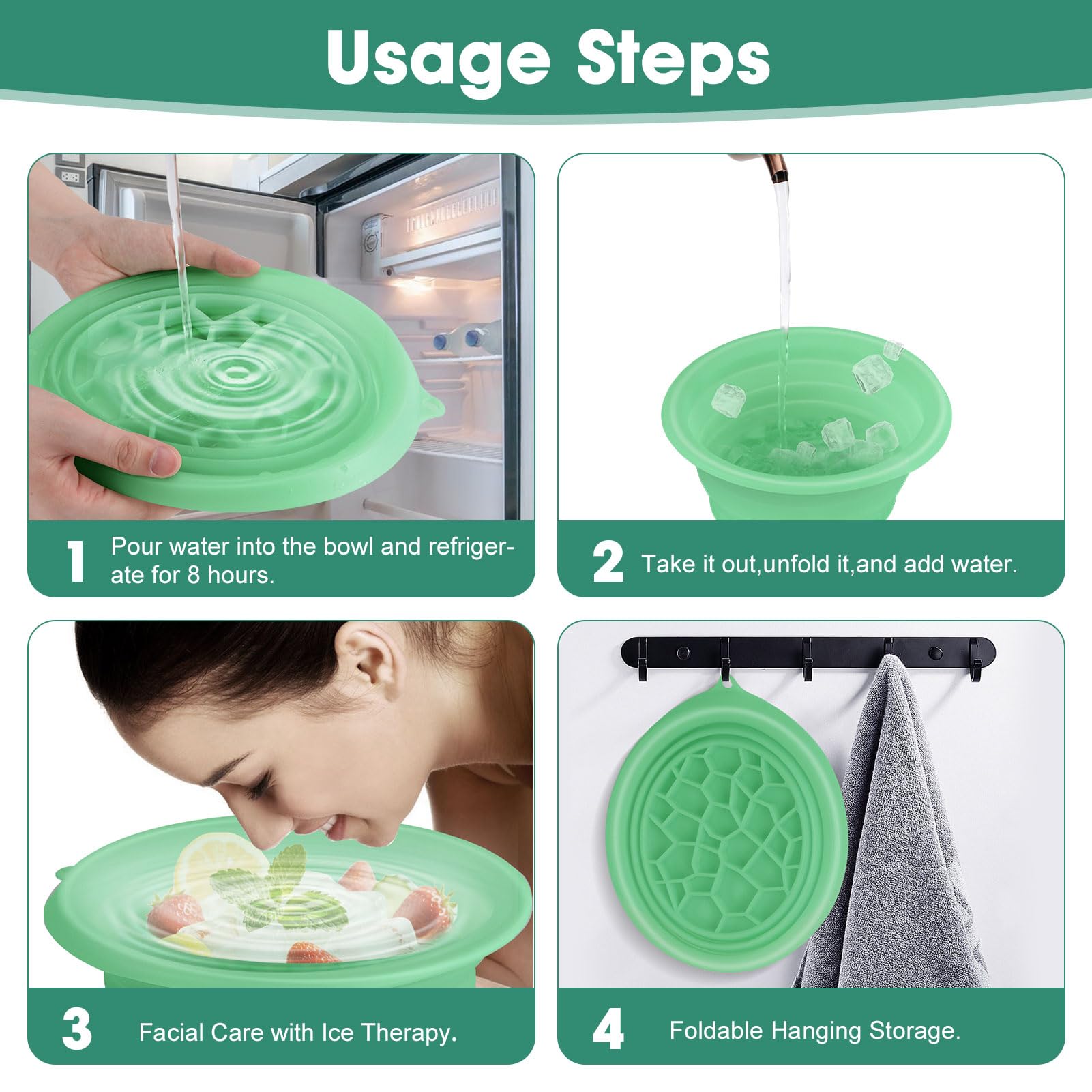 Silicone Ice Facial Bowl With Built-in Ice Tray Portable Foldable Ice - View #6
