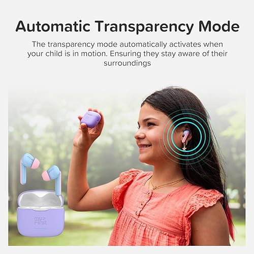 Miniatura 5 de myFirst Carebuds - Auriculares para niños, auriculares inalámbricos Bluetooth con límite de volumen de 85 db, micrófono, funda de carga USB-C, 6