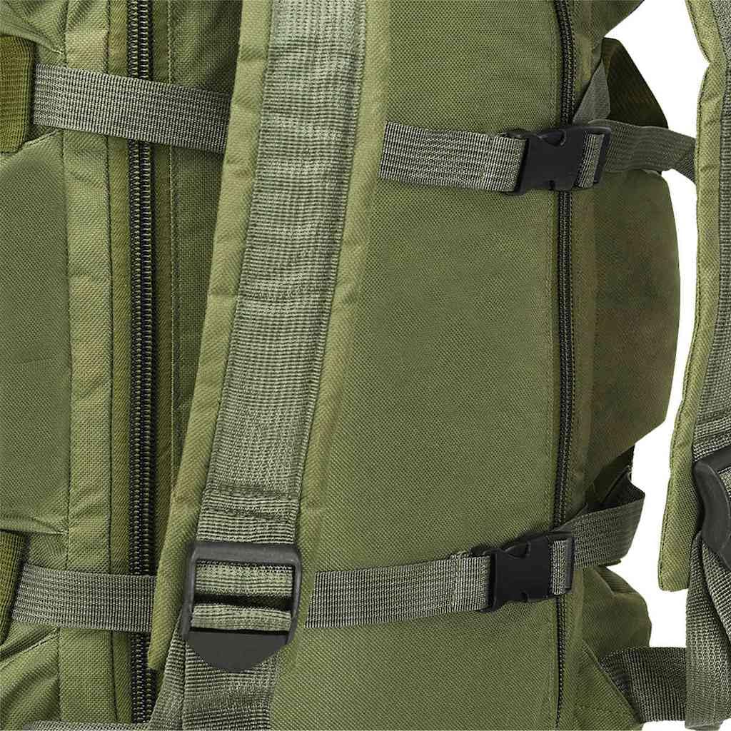 Worek marynarski 3 w 1, 45 l, oliwkowo-zielony, wytrzymała torba podróżna, torba na ramię i plecak do użytku na zewnątrz, na kemping, wędrówki i podróże, wodoodporna tkanina Oxford, zielony, 1