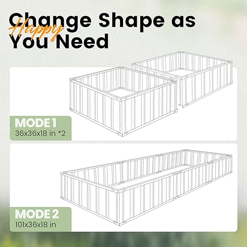 Miniatura 7 de KING BIRD Cama de jardín elevada galvanizada con 2 métodos de instalación para bricolaje, 101 x 36 x 18 pulgadas, caja de maceta elevada para