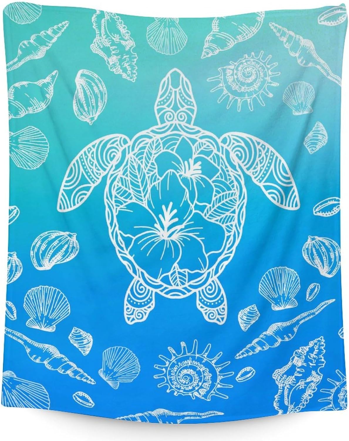 Personalized Sea Turtle Gifts for Girls - Blue Cute Soft Plush Decor Throws Blankets for Bed, Couch, Sofa - 50x60 Inches