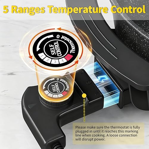 Miniatura 5 de Food Party Olla caliente eléctrica con divisor Hotpot Pot Electric Hopot Cooker Shabu Shabu Pot 110V 1200W antiadherente 6-Quart BPA FREE Fondue