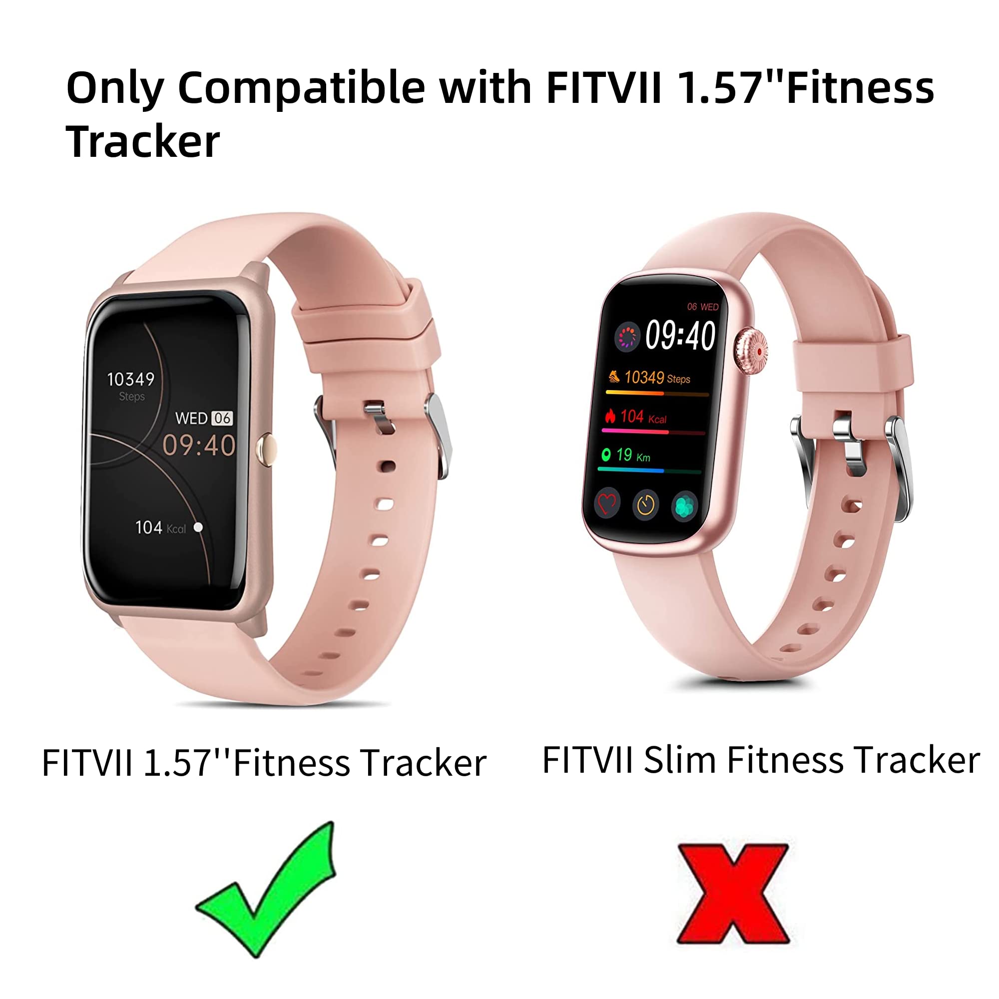 Paquete de 6 correas compatibles con FITVII H86/HM68 Fitness Tracker, correas de repuesto ajustables de 0.787 pulgadas (0.787 in), pulsera de silicona suave para FITVII con pantalla táctil de 2