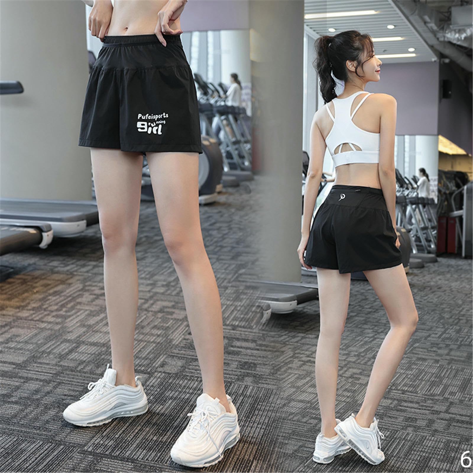 Short Femme Shorts Sportifs pour Les Femmes en Été, À Séchage Rapide Et Un Extensible Respirant Filles Coulant Fitness-Jaune-m