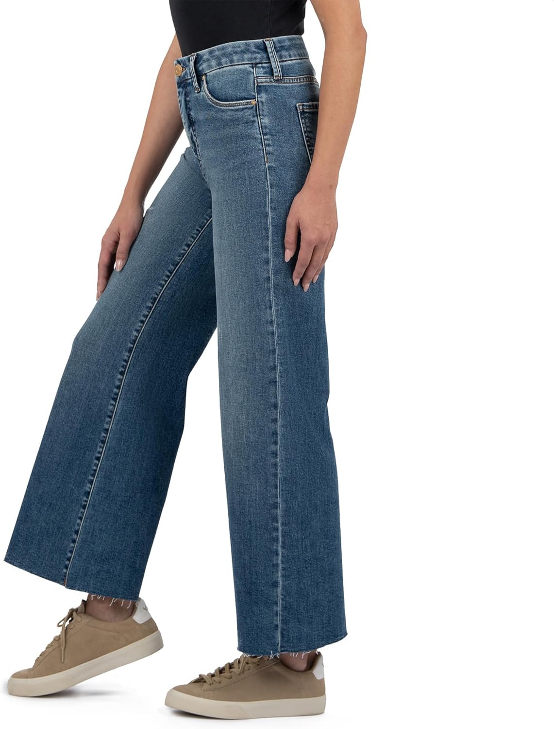 KUT from the Kloth Meg High-Rise Fab Ab Wide Leg Raw Hem Family 4 27.5