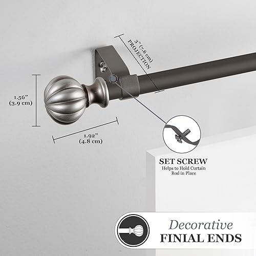 Miniatura 4 de Kenney - 71631 Rachel Barra de cortina decorativa estándar para ventana, 28 a 48 pulgadas, peltre italiano