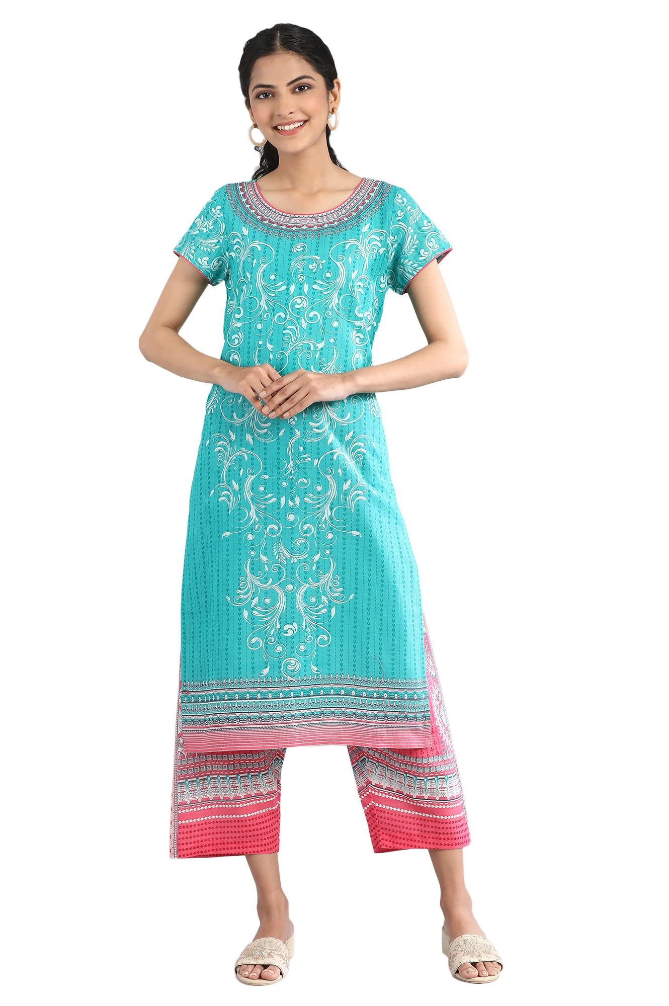 Aurelia Women's Cotton Geometric Print Regular Kurta