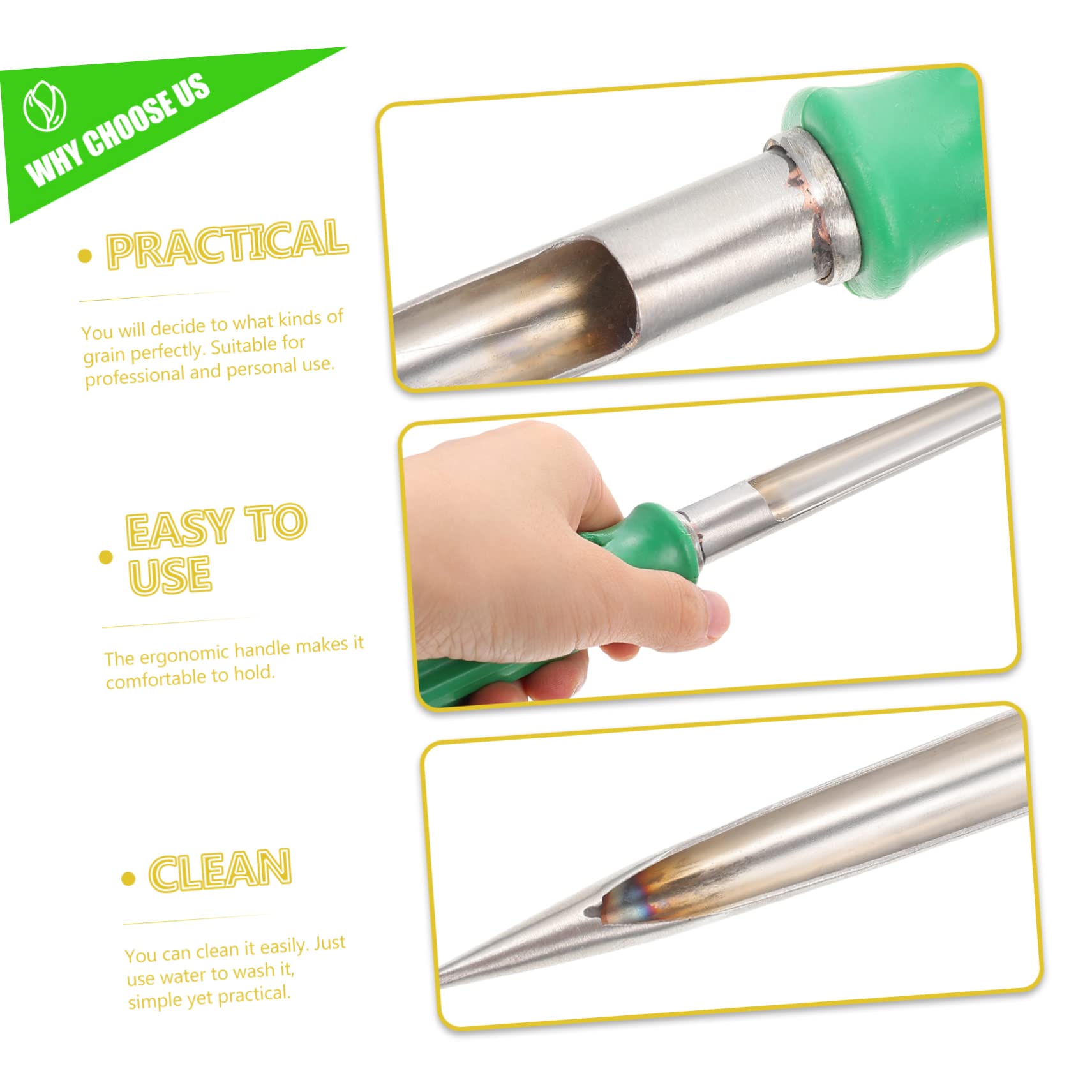 BESPORTBLE 10pcs Stainless Steel Rice Grain Sampling Tool Soil Sampler Probe for Farm Use Multifunctional Sampling Tool