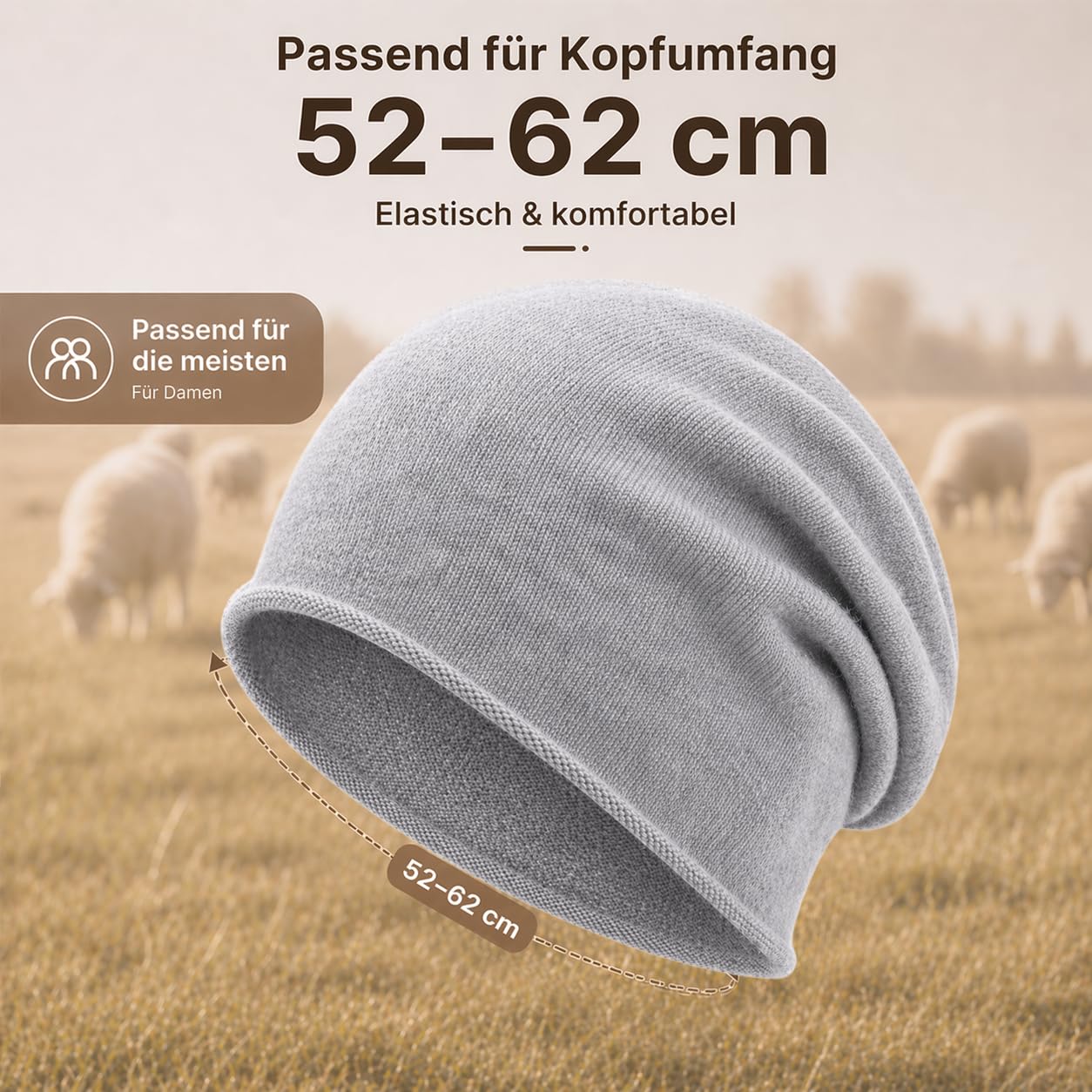 Kaschmir Mütze Damen – weiche Beanie Strickmütze Herren aus Kaschmir, warme Wintermütze, Geschenk zu Geburtstag & Weihnachten