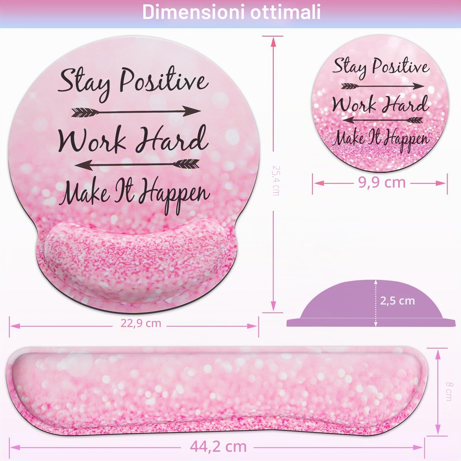 3-in-1 Sottomano Scrivania Set,Acezeek Poggiapolsi Tastiera,Tappetino Mouse Poggiapolsi,Tazza Pad,Ergonomico Mouse Pad,Tappeto Mouse con Memory Foam,Polso Dolore Relief Per Giochi,Uffici,Dormitori