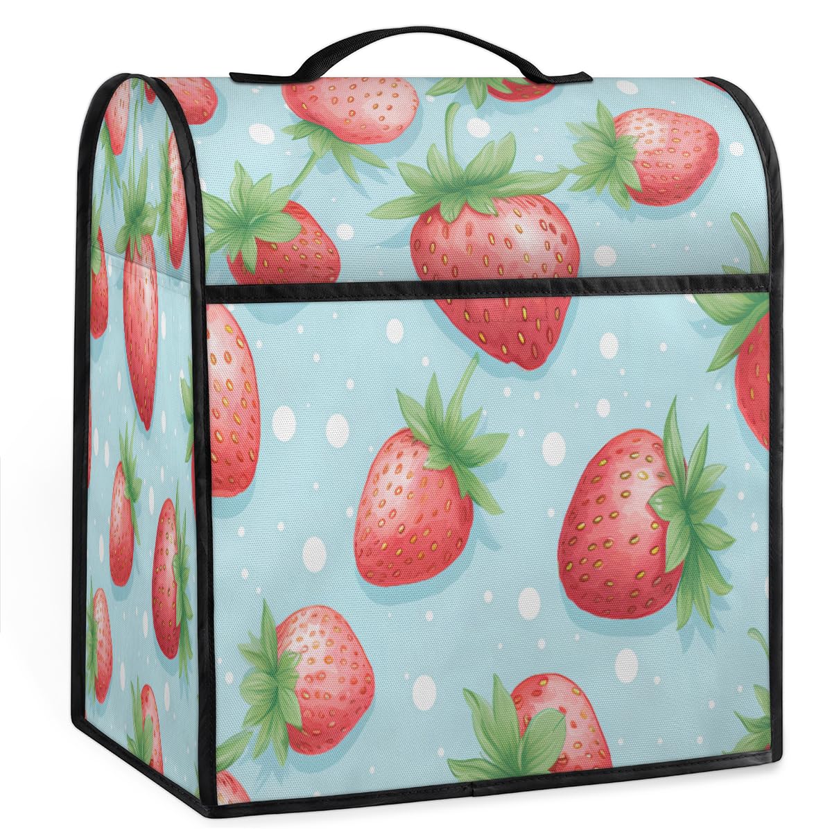 Coffee Maker Cover Cute Strawberry Kitchen Appliance Covers Small Appliance Covers Blender Cover Juicer Cover Dust Covers for Kitchen Appliances with Top Handle and Pockets,Washable,B622