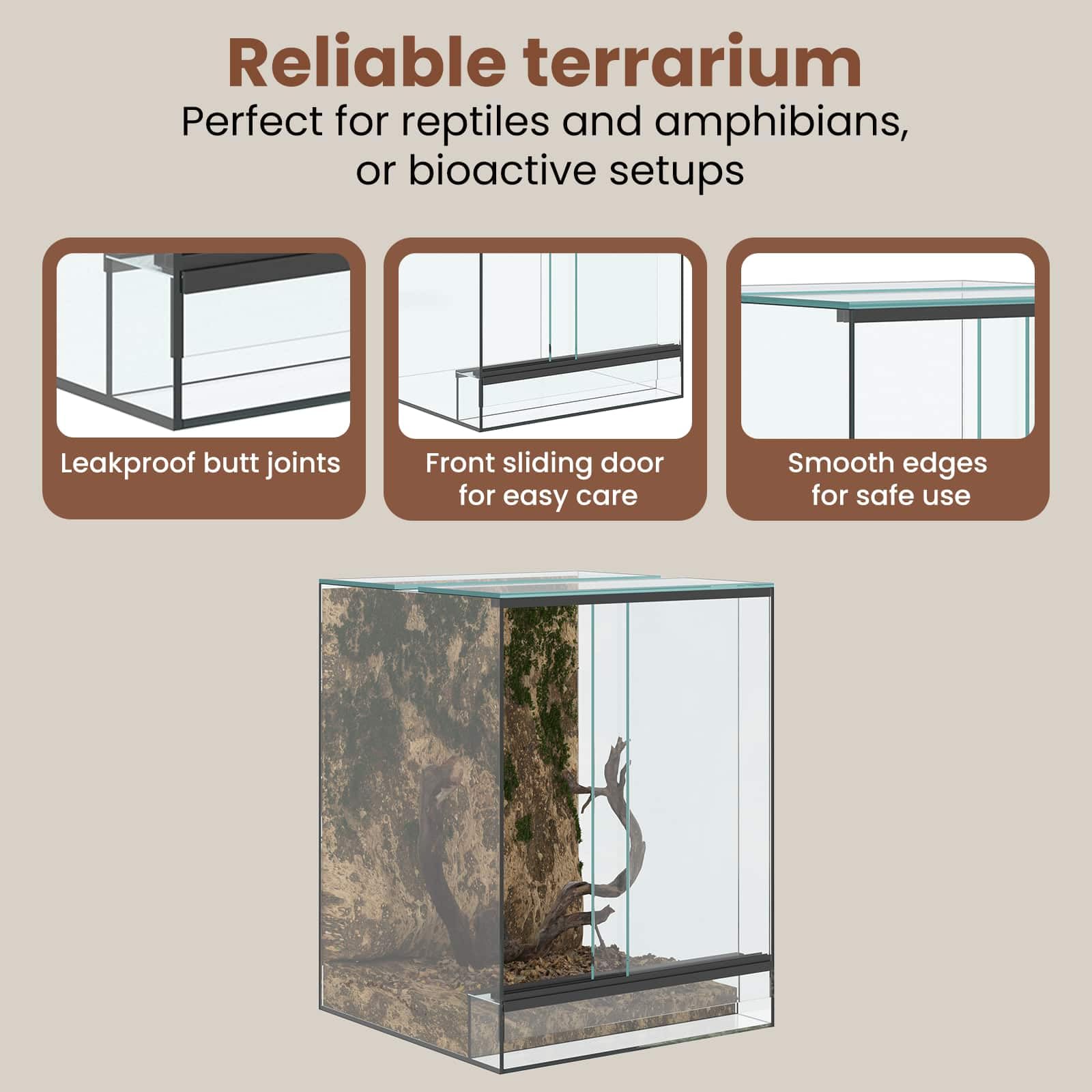 vidaXL Terrario Transparente 30 x 30 x 40 cm Cristal, Terrario de Vidrio Moderno, Refugio Resistente, hábitat 360°, hogar Transparente para Animales