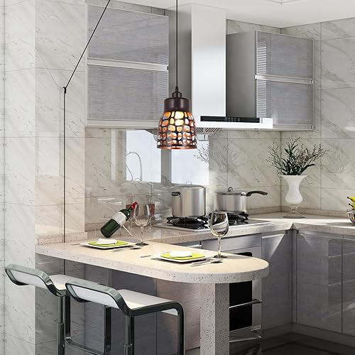 Miniatura 4 de baunoisk Lámpara colgante industrial vintage lámpara colgante retro casa de campo lámpara colgante de techo negro metal creativo geométrico diamante