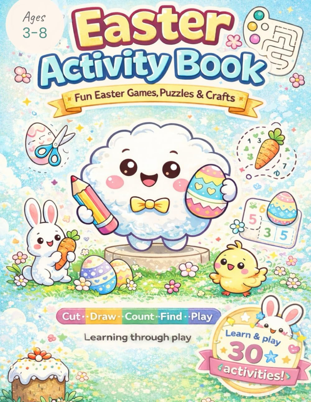 Easter Activity Book for Kids: Fun Easter Games, Mazes, Puzzles, Coloring & Crafts for Kids Ages 3-8