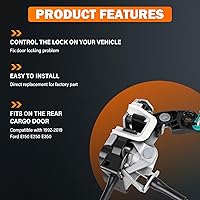 Vista 8 de Yinlowa Ensamblaje de pestillo de la puerta de carga del lado del pasajero trasero derecho con cable y varilla compatible con Ford E150 E250 E350