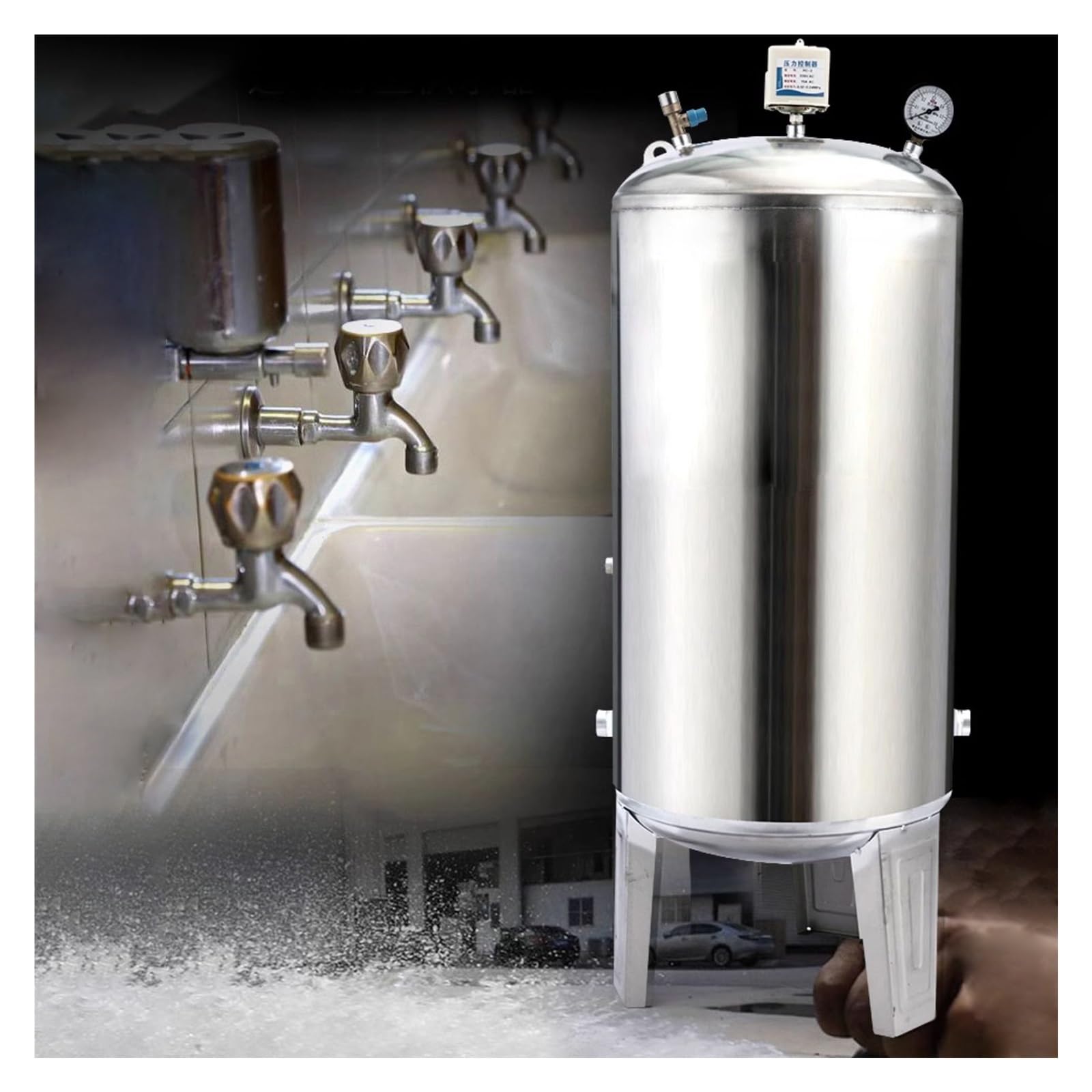 JYHHCYS Vaso de expansión Tanque De Agua De Pozo Vertical, 60 100 160 200 250 300L Tanque De Almacenamiento De Agua De Pozo Totalmente Automático con Válvula(60 L/15.8 GAL)